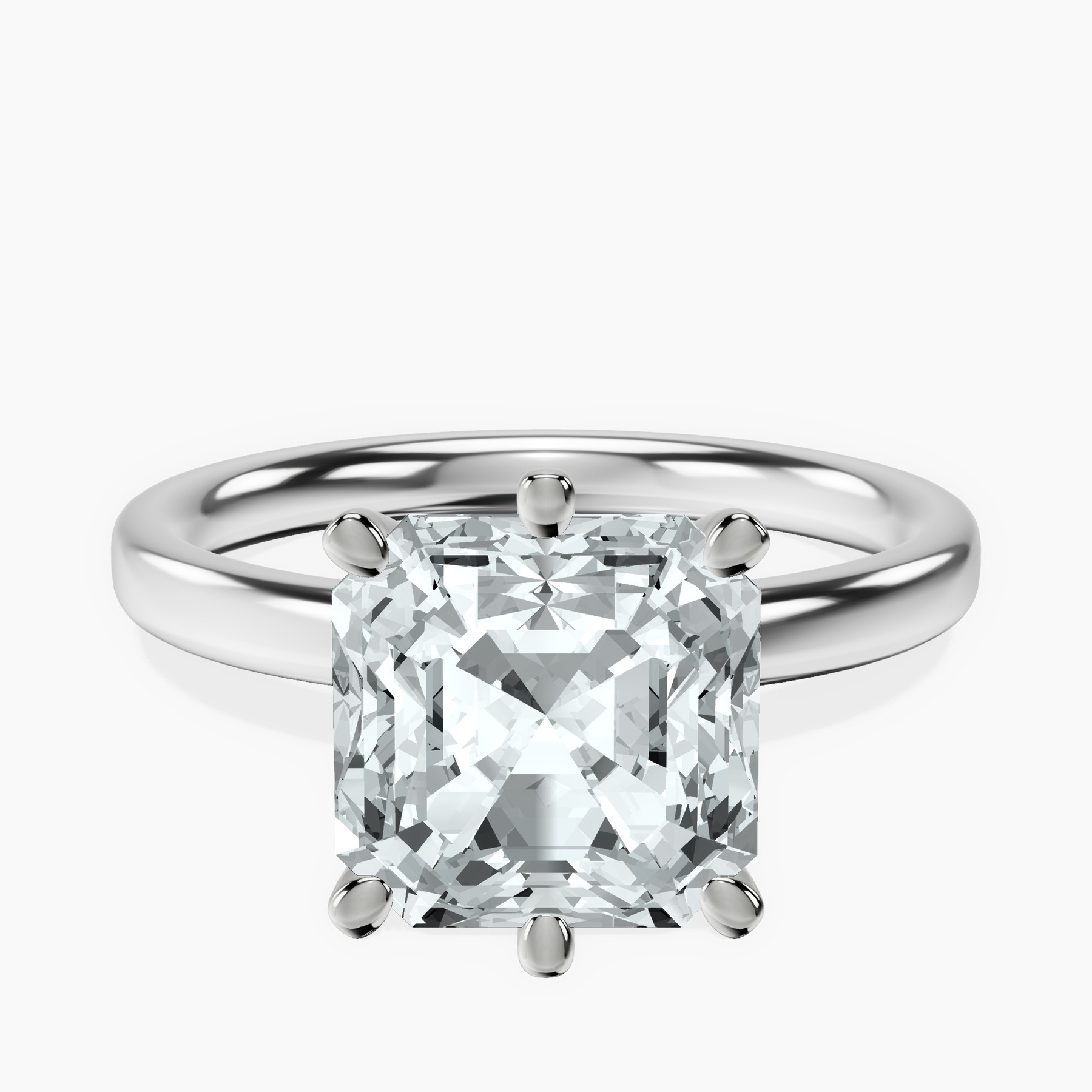 10kt White Gold Six Prong Solitaire 2mm Lab Diamond Ring front image