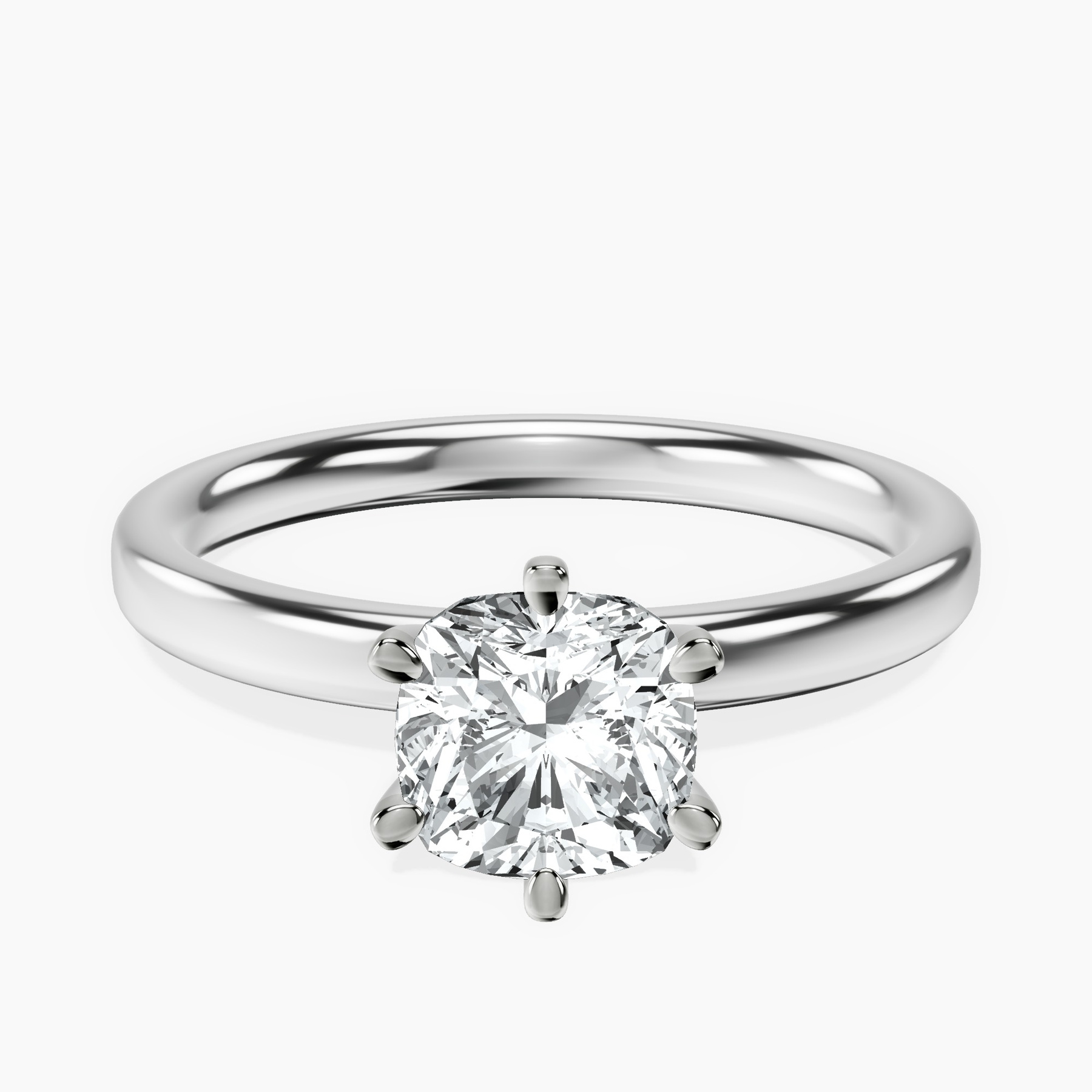 Platinum Six Prong Solitaire 2mm Lab Diamond Ring front image