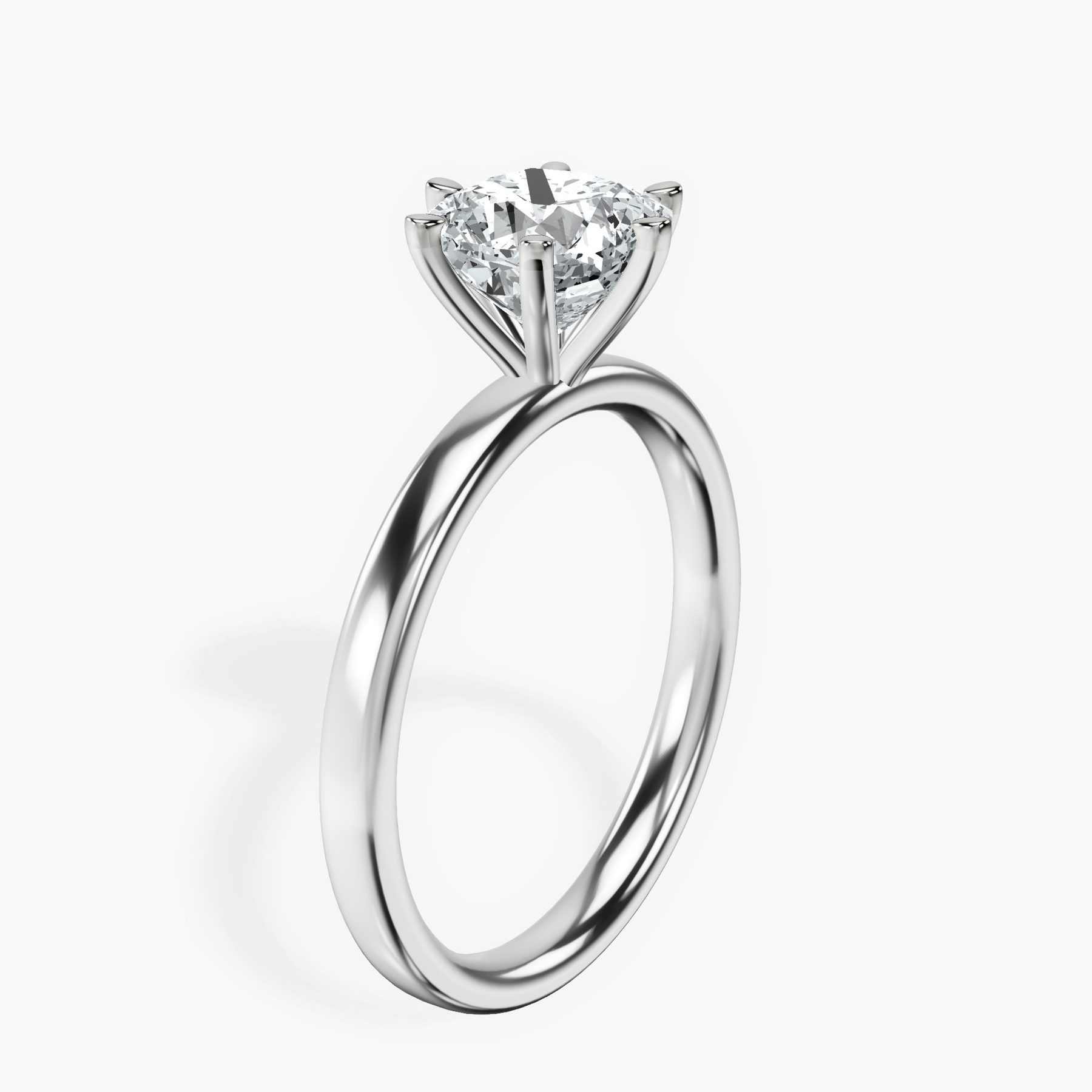 Platinum Six Prong Solitaire 2mm Lab Diamond Ring standing product image one