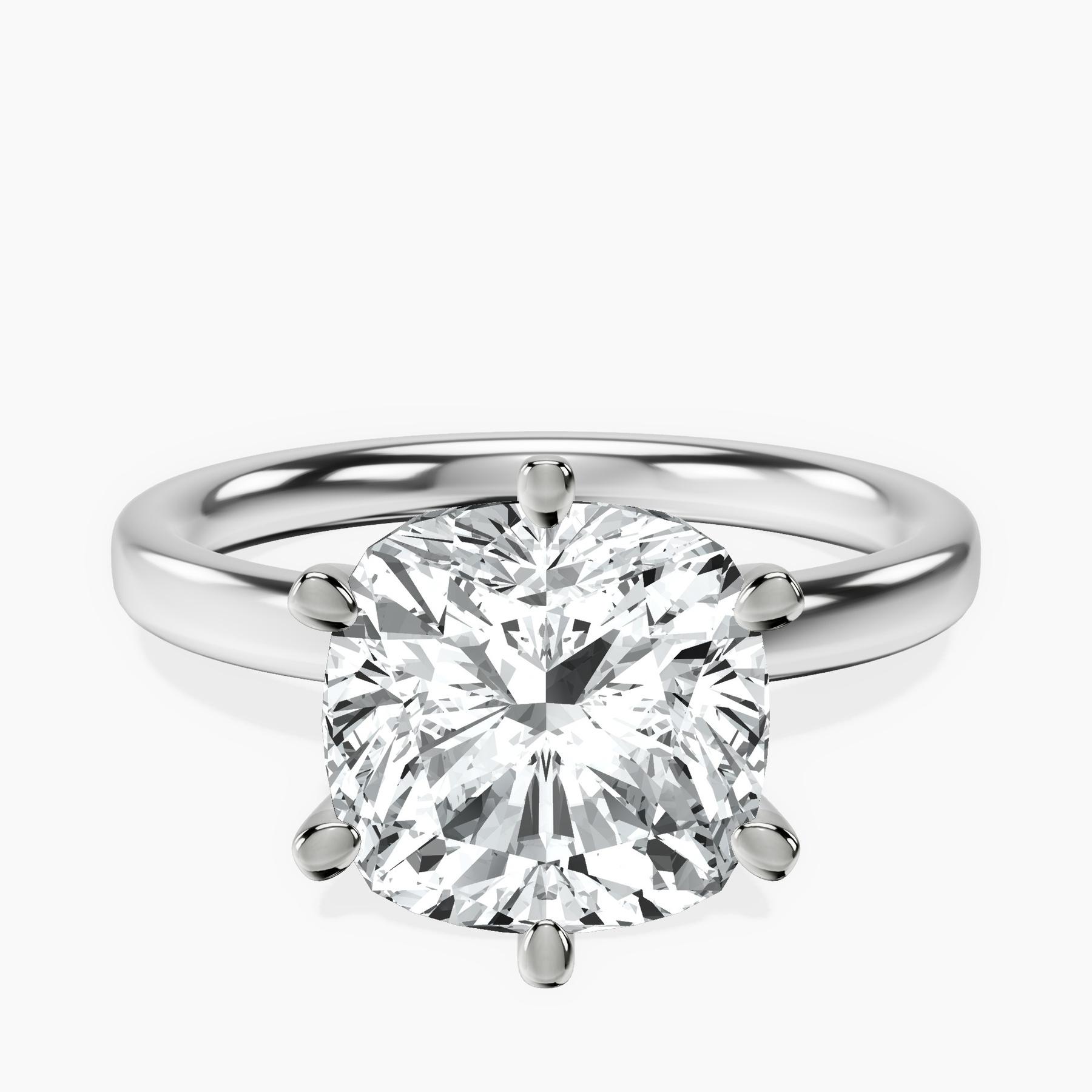 14kt White Gold Six Prong Solitaire 2mm Lab Diamond Ring front image