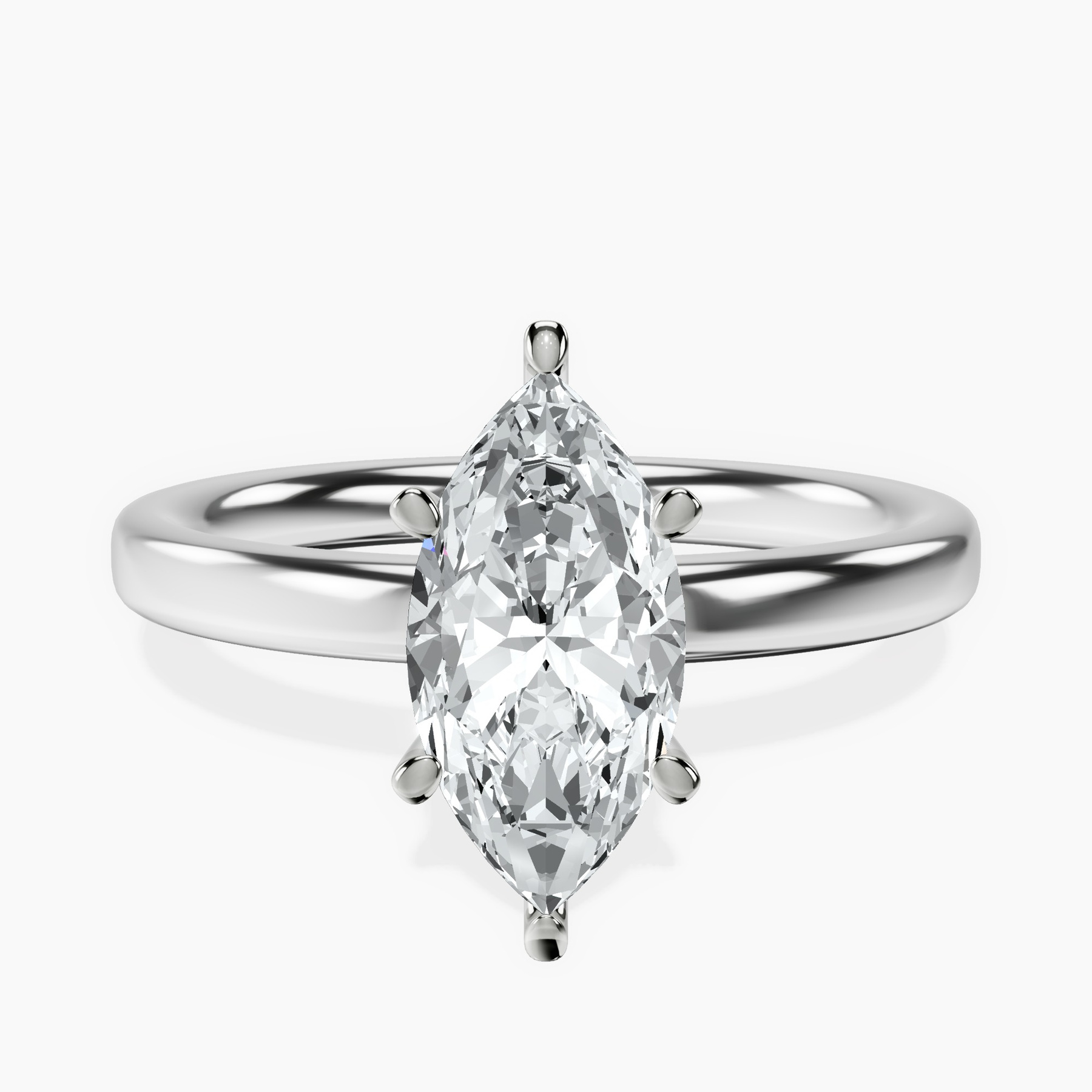 18kt White Gold Six Prong Solitaire 2mm Lab Diamond Ring front image