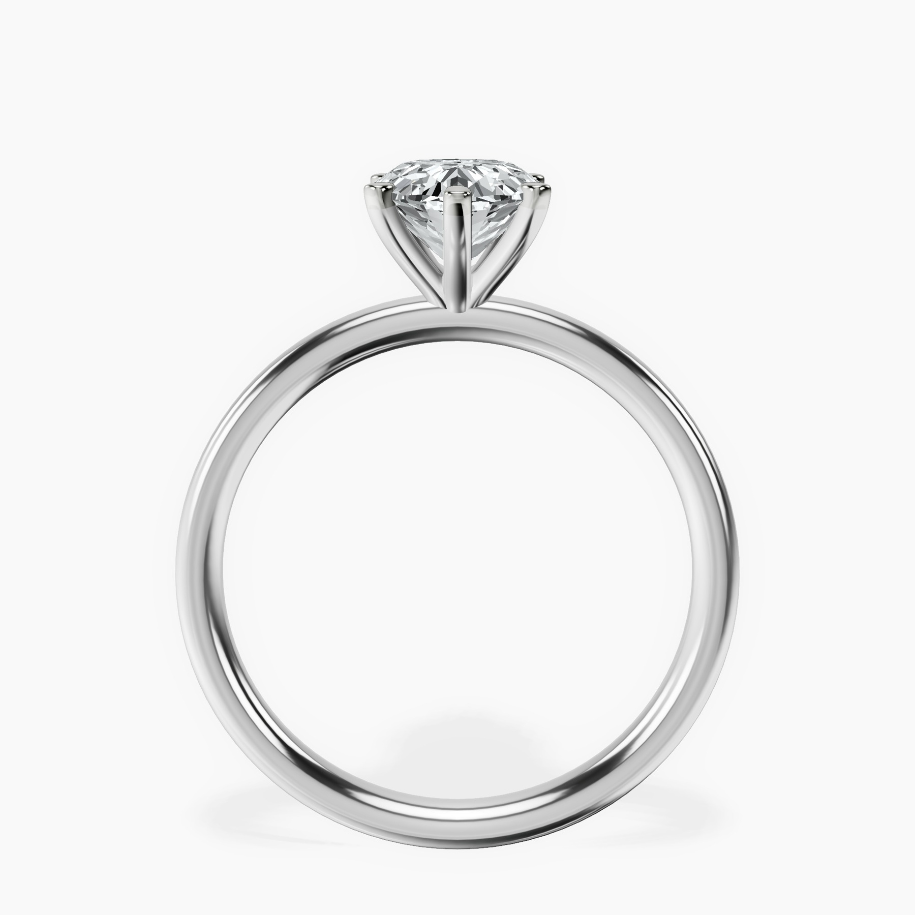 10kt White Gold Six Prong Solitaire 2mm Lab Diamond Ring side right image one