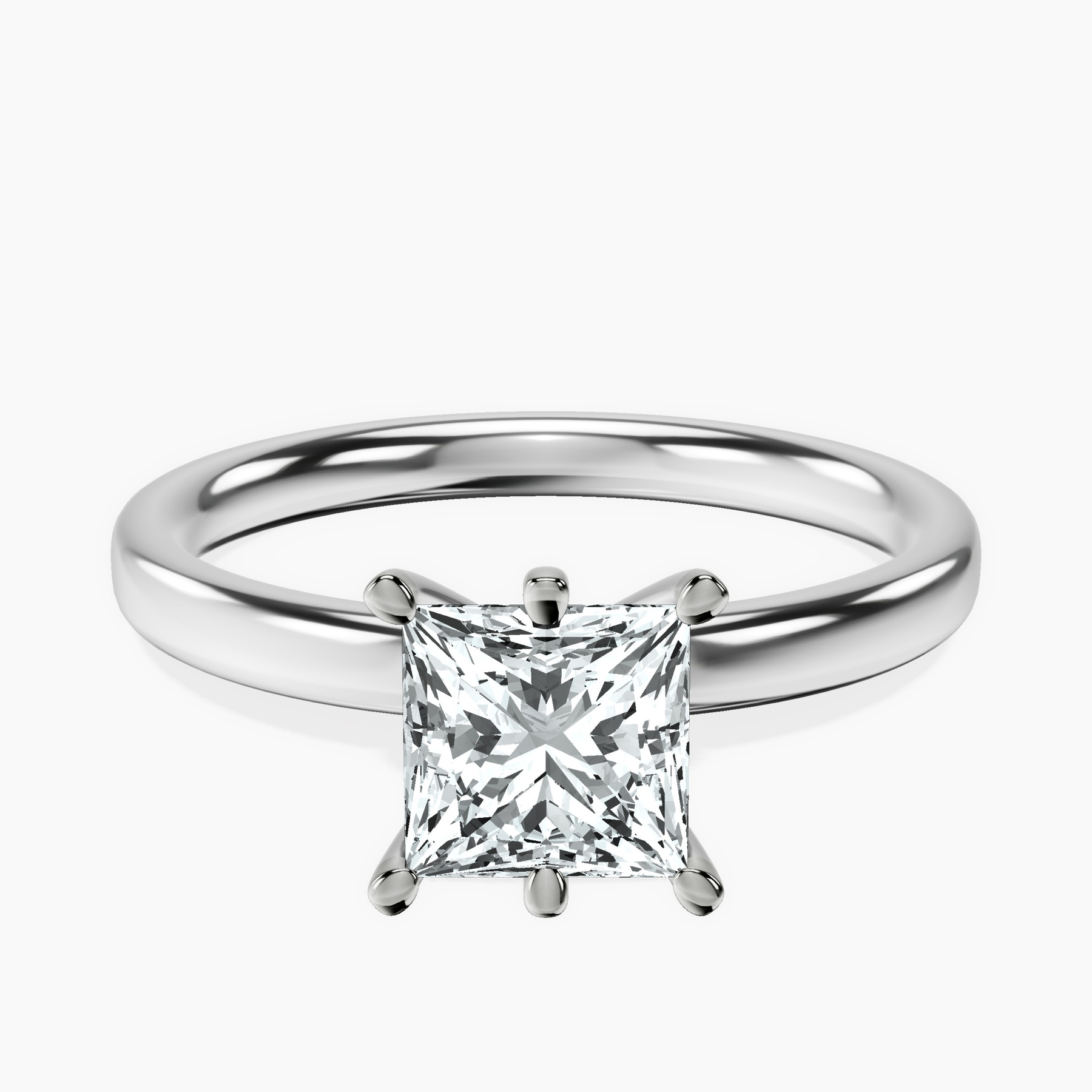 Platinum Six Prong Solitaire 2mm Lab Diamond Ring front image