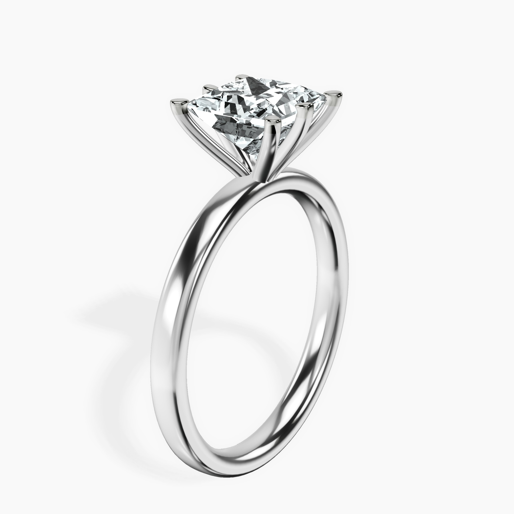 10kt White Gold Six Prong Solitaire 2mm Lab Diamond Ring standing product image one