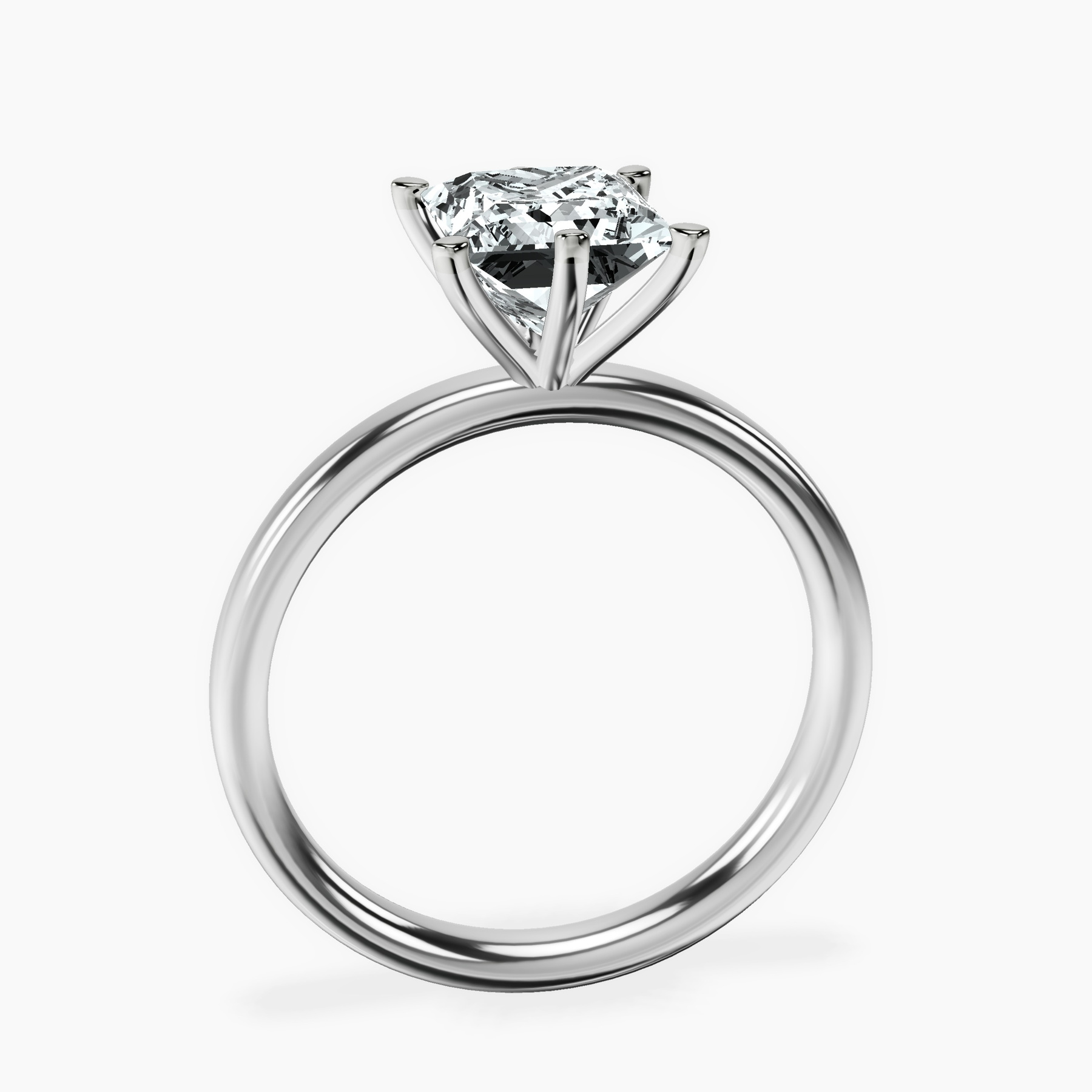 10kt White Gold Six Prong Solitaire 2mm Lab Diamond Ring side right image one