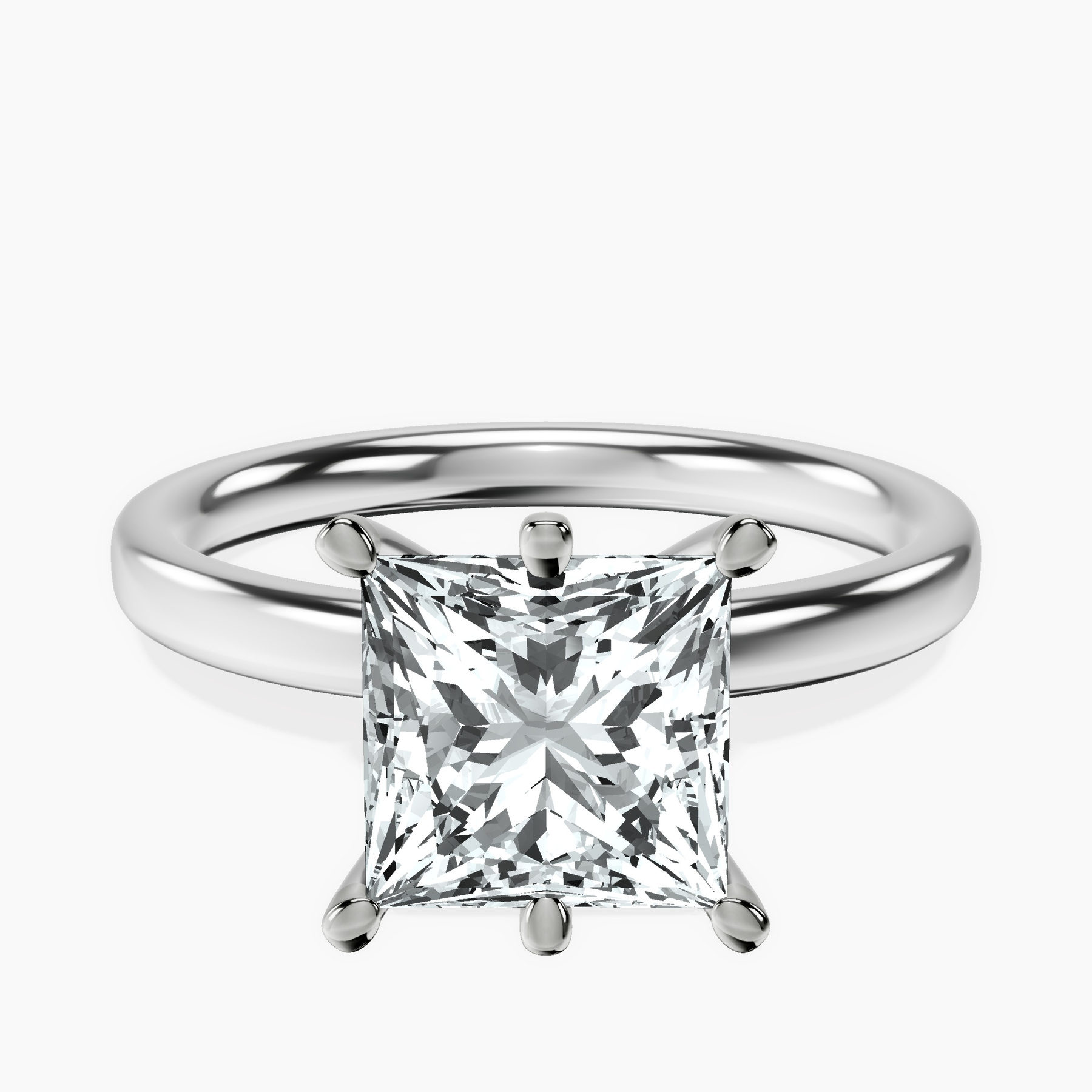 18kt White Gold Six Prong Solitaire 2mm Lab Diamond Ring front image