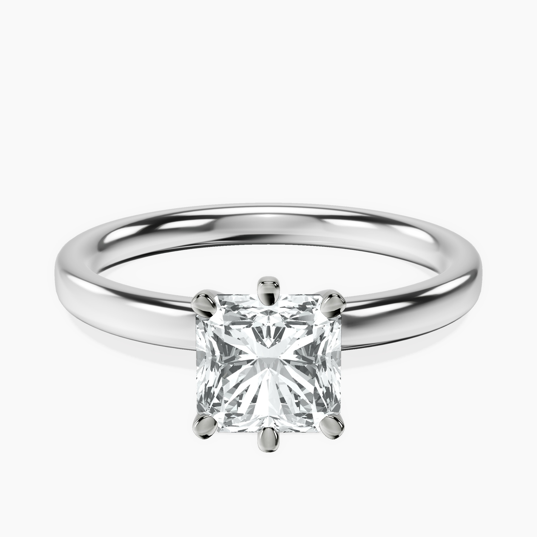 Platinum Six Prong Solitaire 2mm Lab Diamond Ring front image