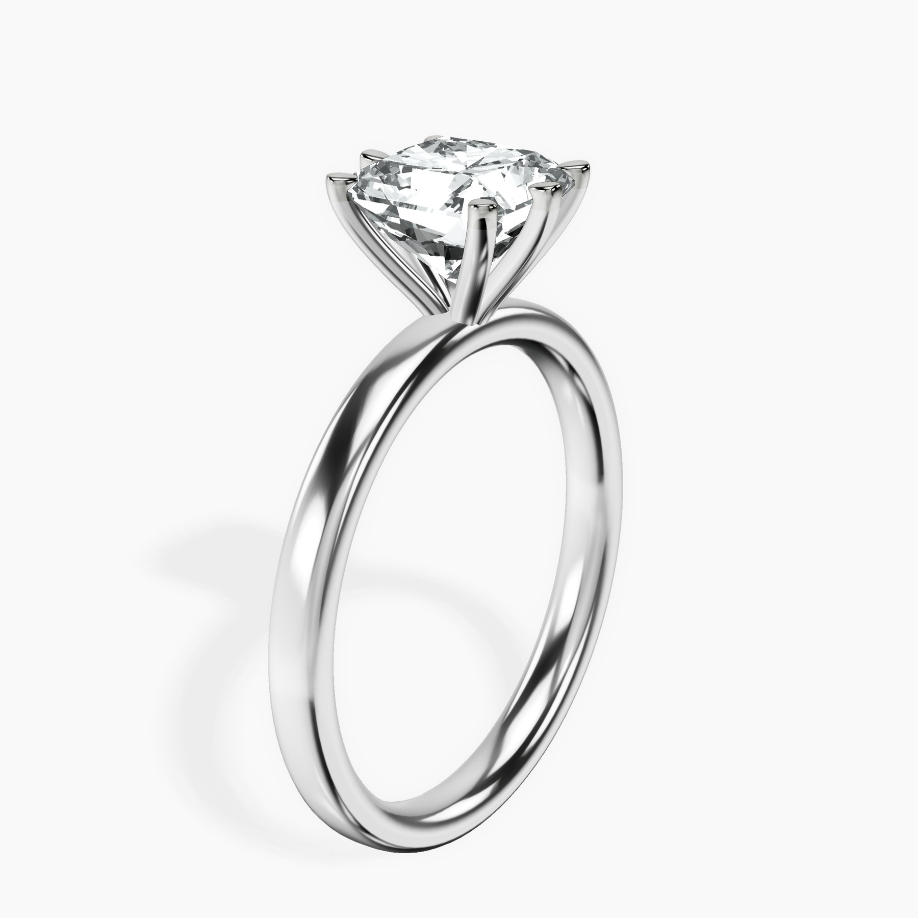 10kt White Gold Six Prong Solitaire 2mm Lab Diamond Ring standing product image one