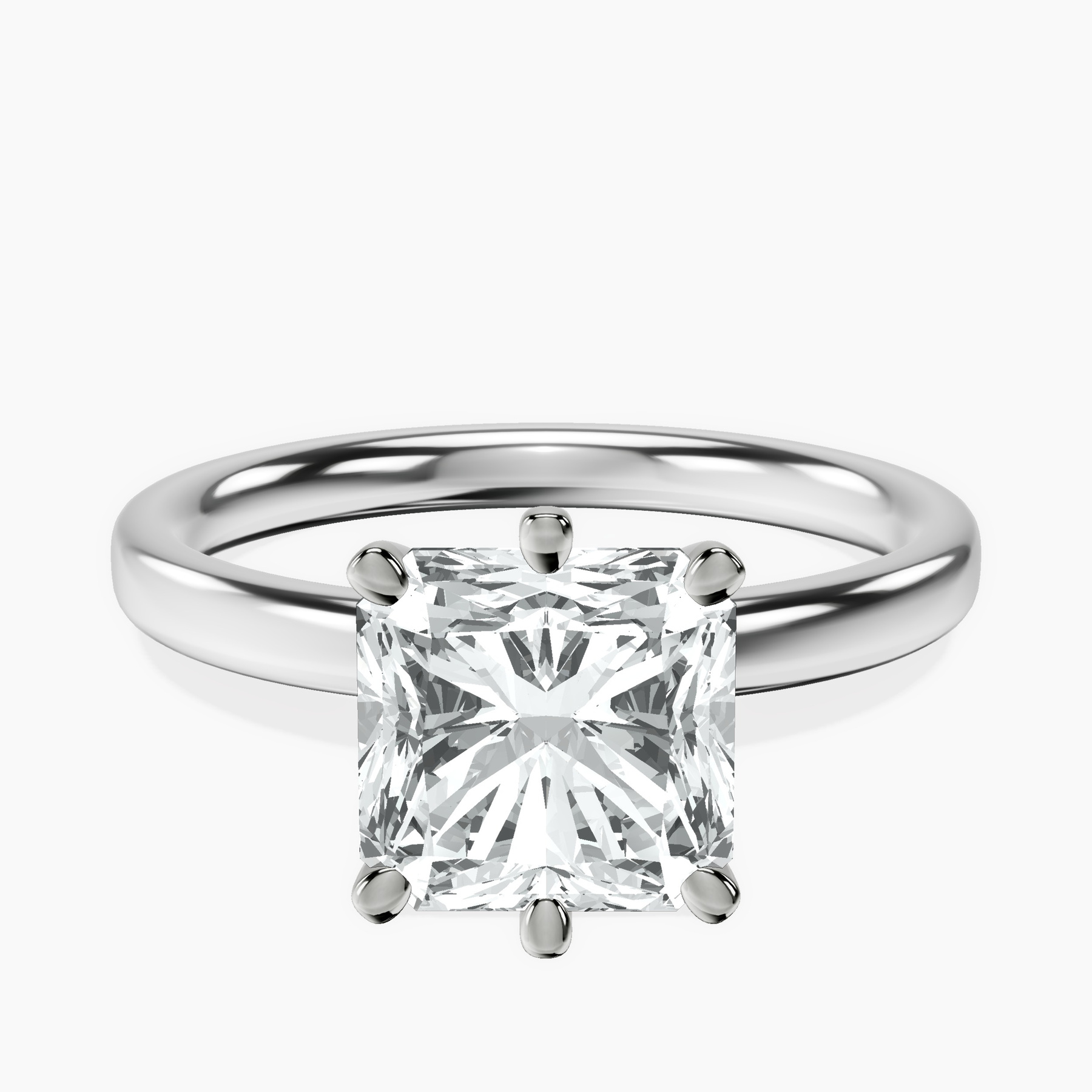 10kt White Gold Six Prong Solitaire 2mm Lab Diamond Ring front image
