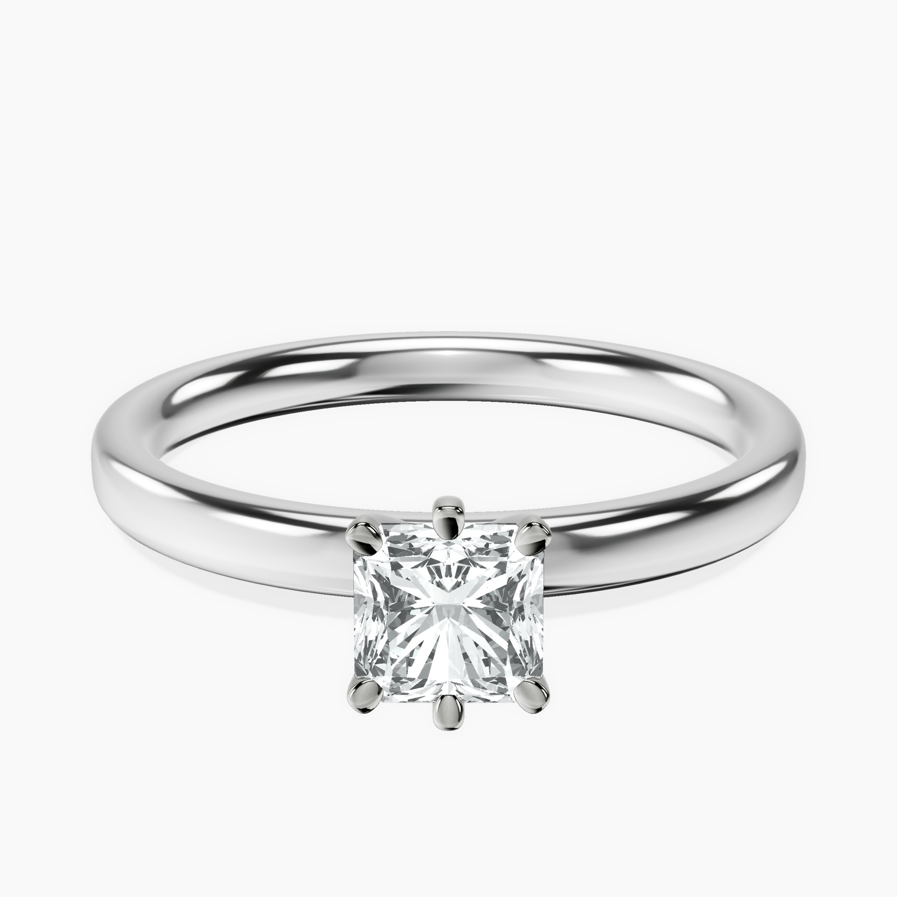 10kt White Gold Six Prong Solitaire 2mm Lab Diamond Ring front image