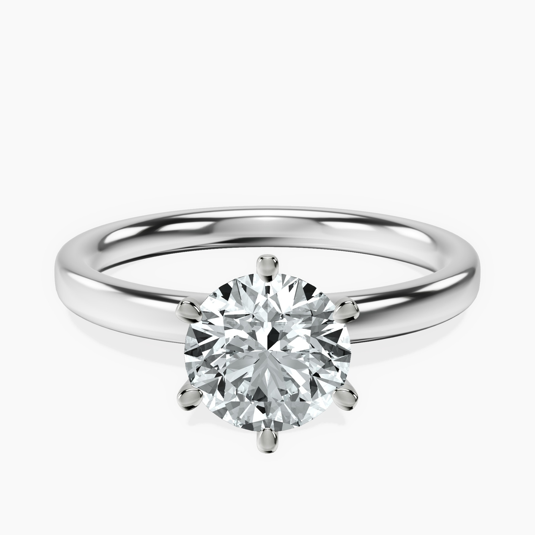 Platinum Six Prong Solitaire 2mm Lab Diamond Ring front image