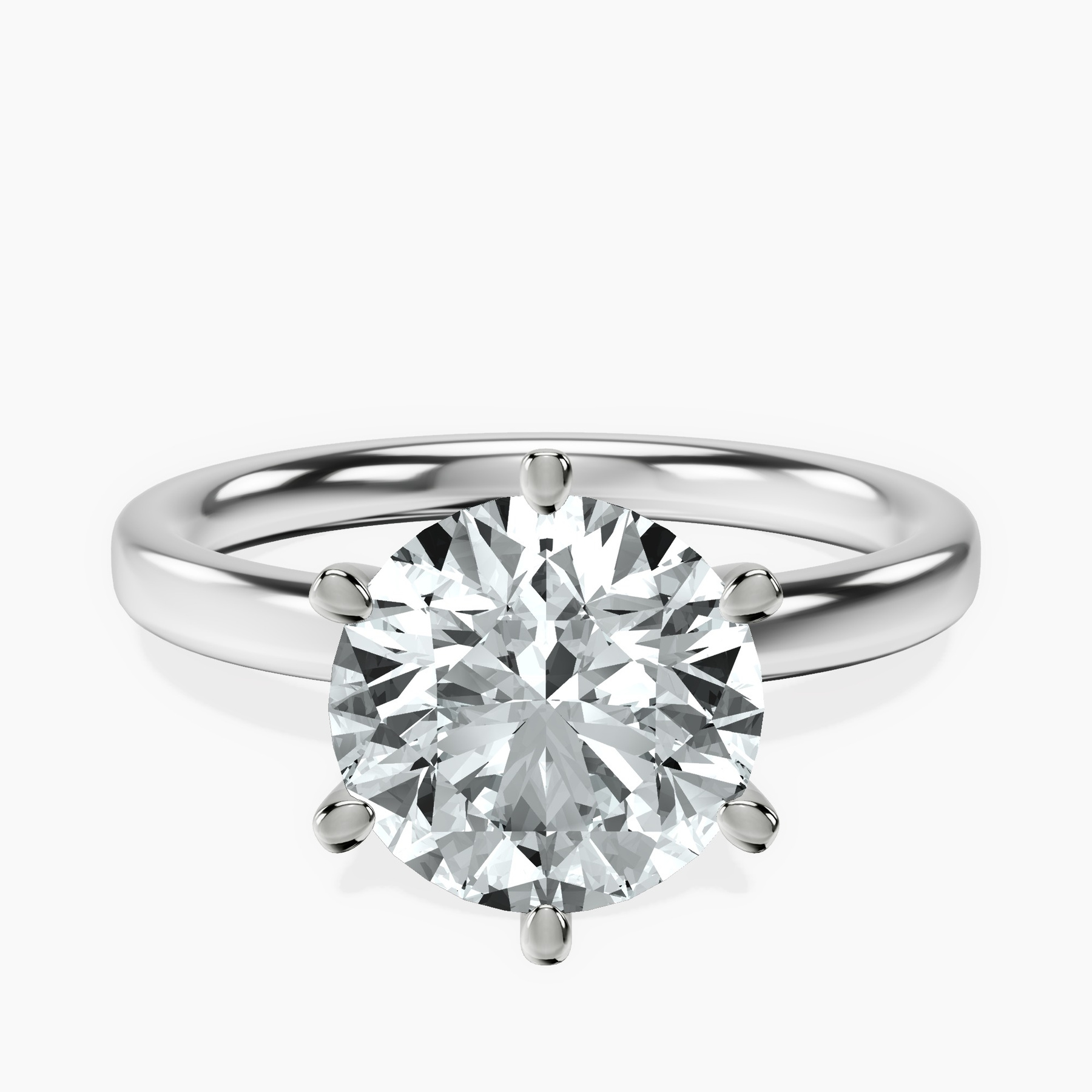 Platinum Six Prong Solitaire 2mm Lab Diamond Ring front image