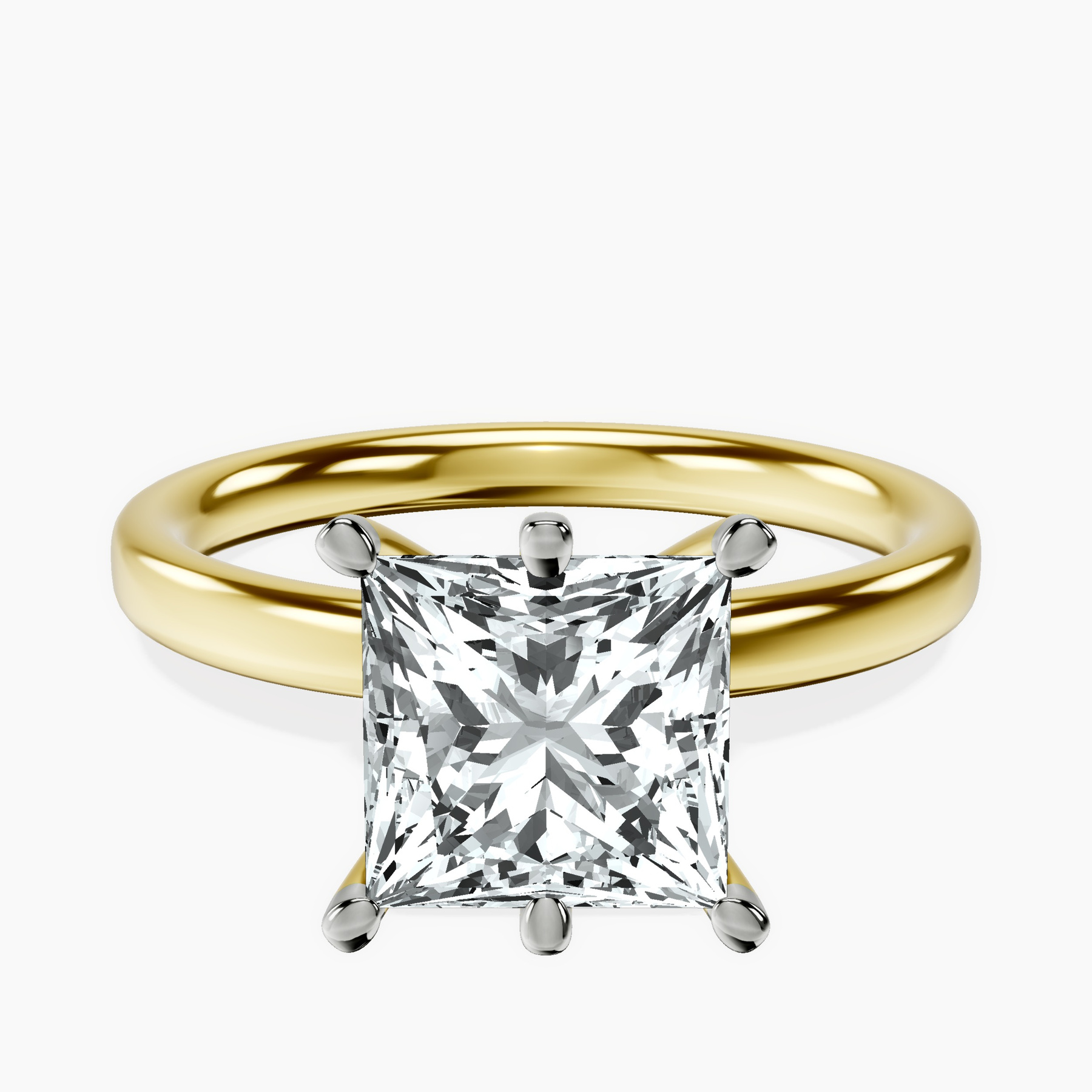 18kt Yellow Gold Six Prong Solitaire 2mm Lab Diamond Ring front image