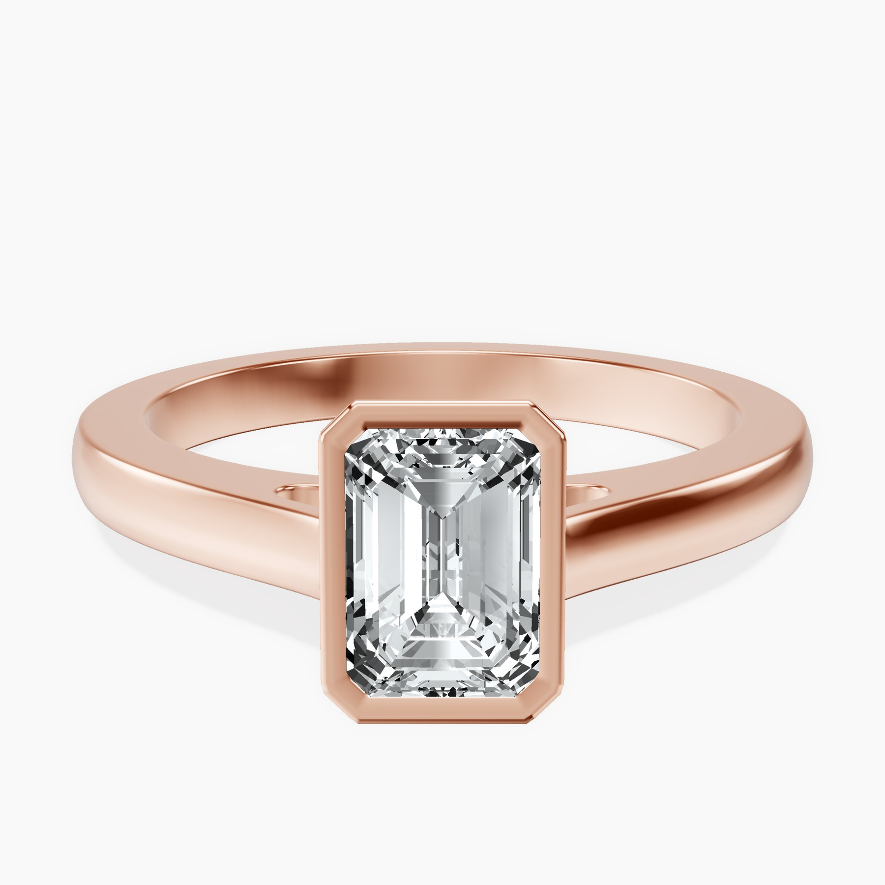 14kt Rose Gold Bezel Set Solitaire Lab Diamond Ring front image