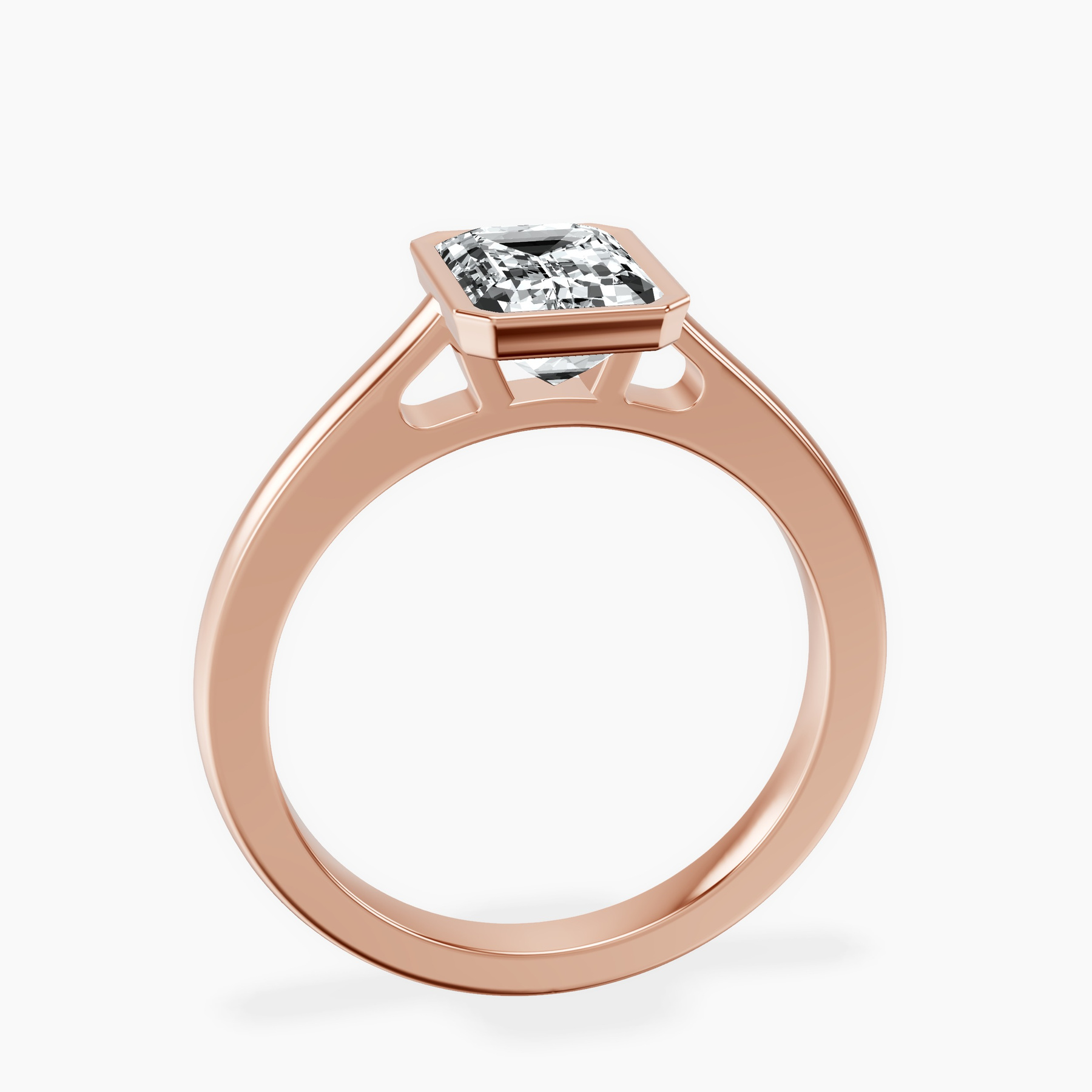 10kt Rose Gold Bezel Set Solitaire Lab Diamond Ring side right image one