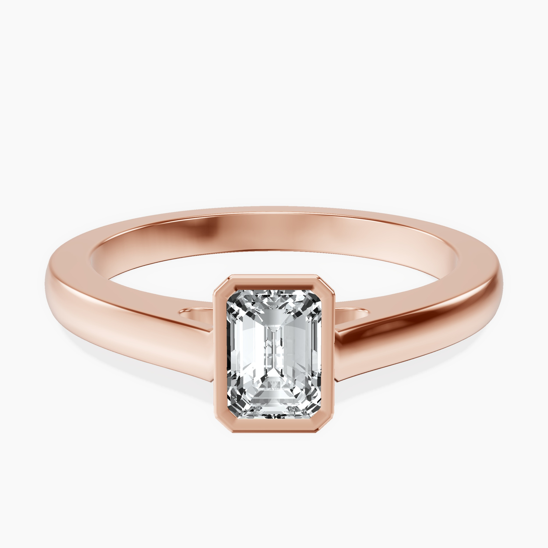 14kt Rose Gold Bezel Set Solitaire Lab Diamond Ring front image