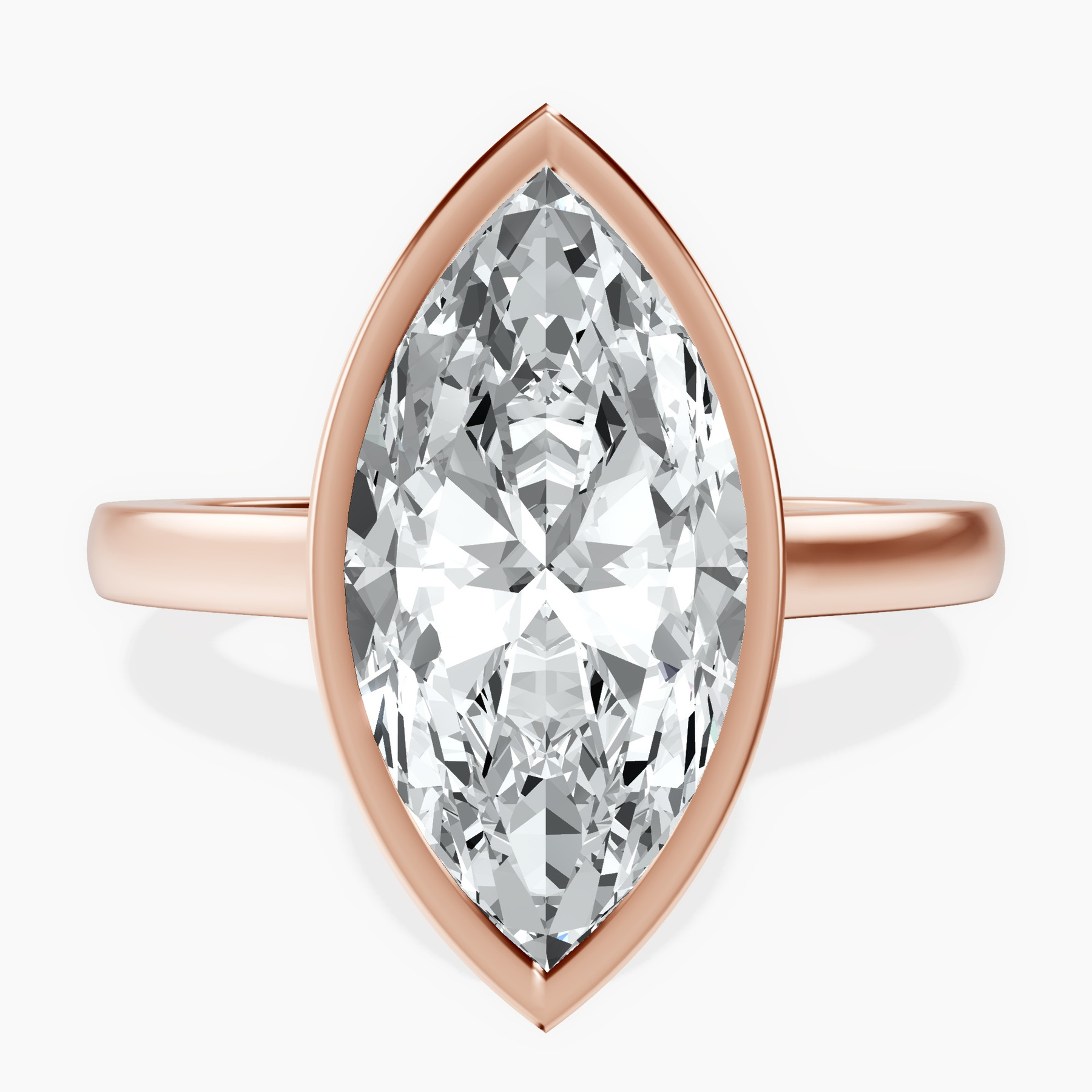 14kt Rose Gold Bezel Set Solitaire Lab Diamond Ring front image