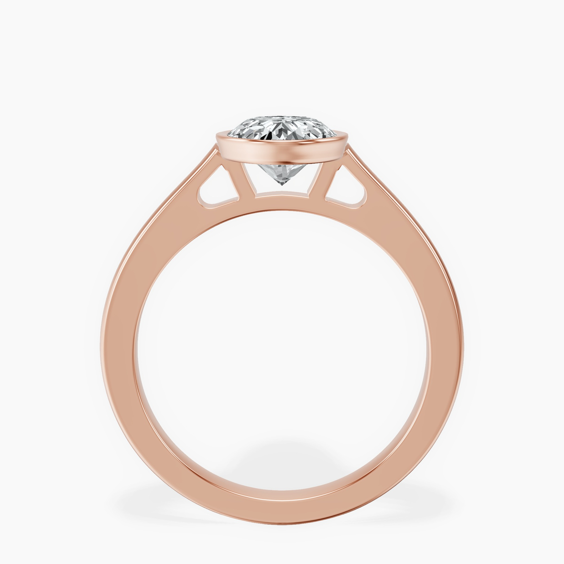 10kt Rose Gold Bezel Set Solitaire Lab Diamond Ring side right image one