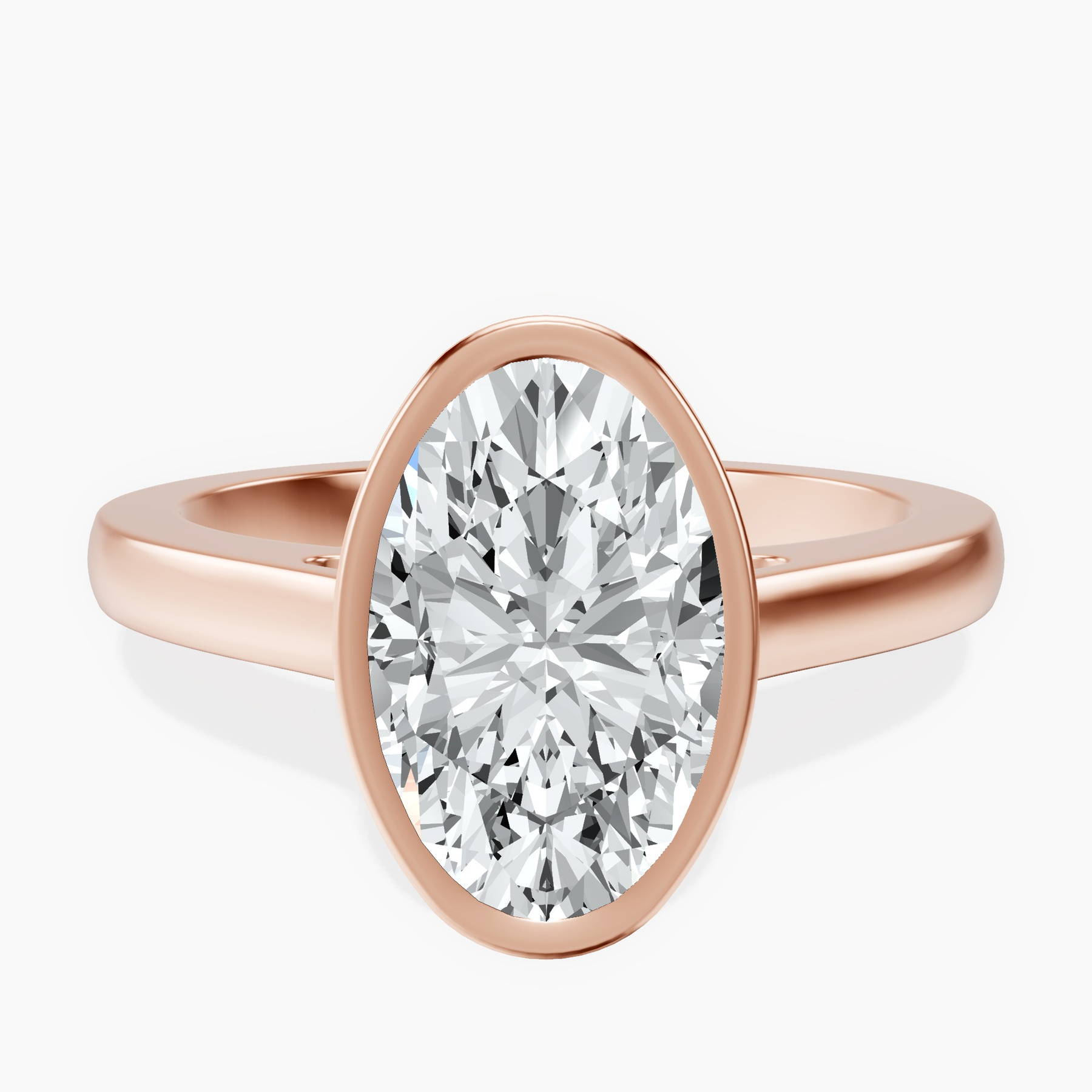 2.06 ct. oval Bezel Solitaire Ring in 14kt rose gold rtr top