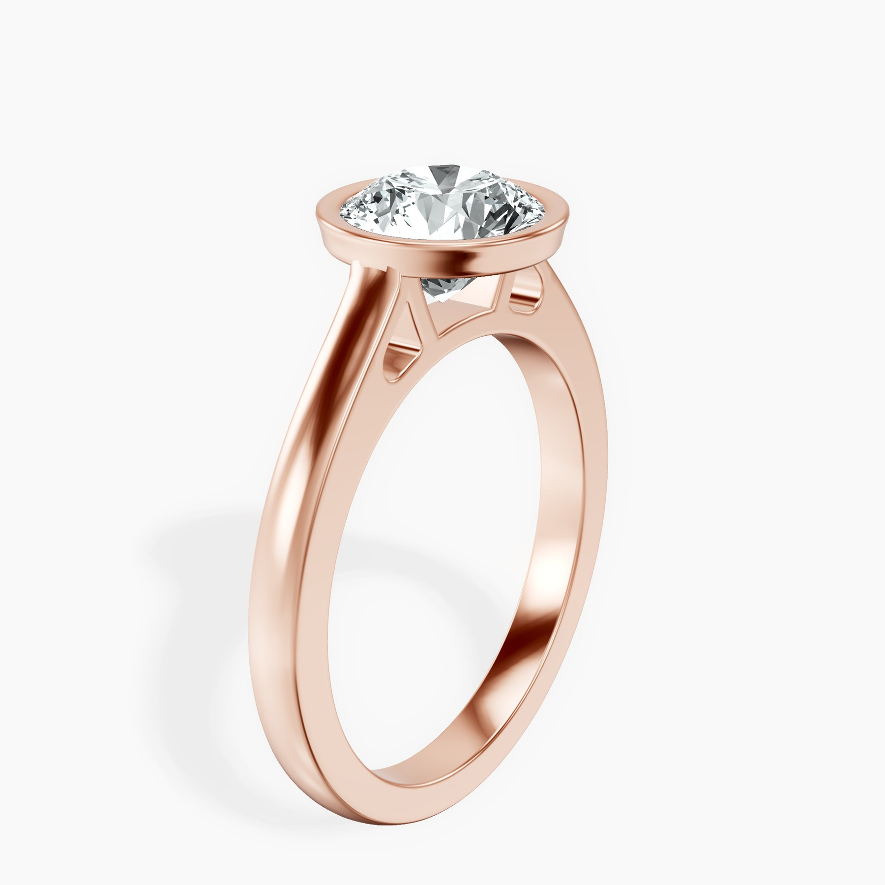 10kt Rose Gold Bezel Set Solitaire Lab Diamond Ring standing product image one