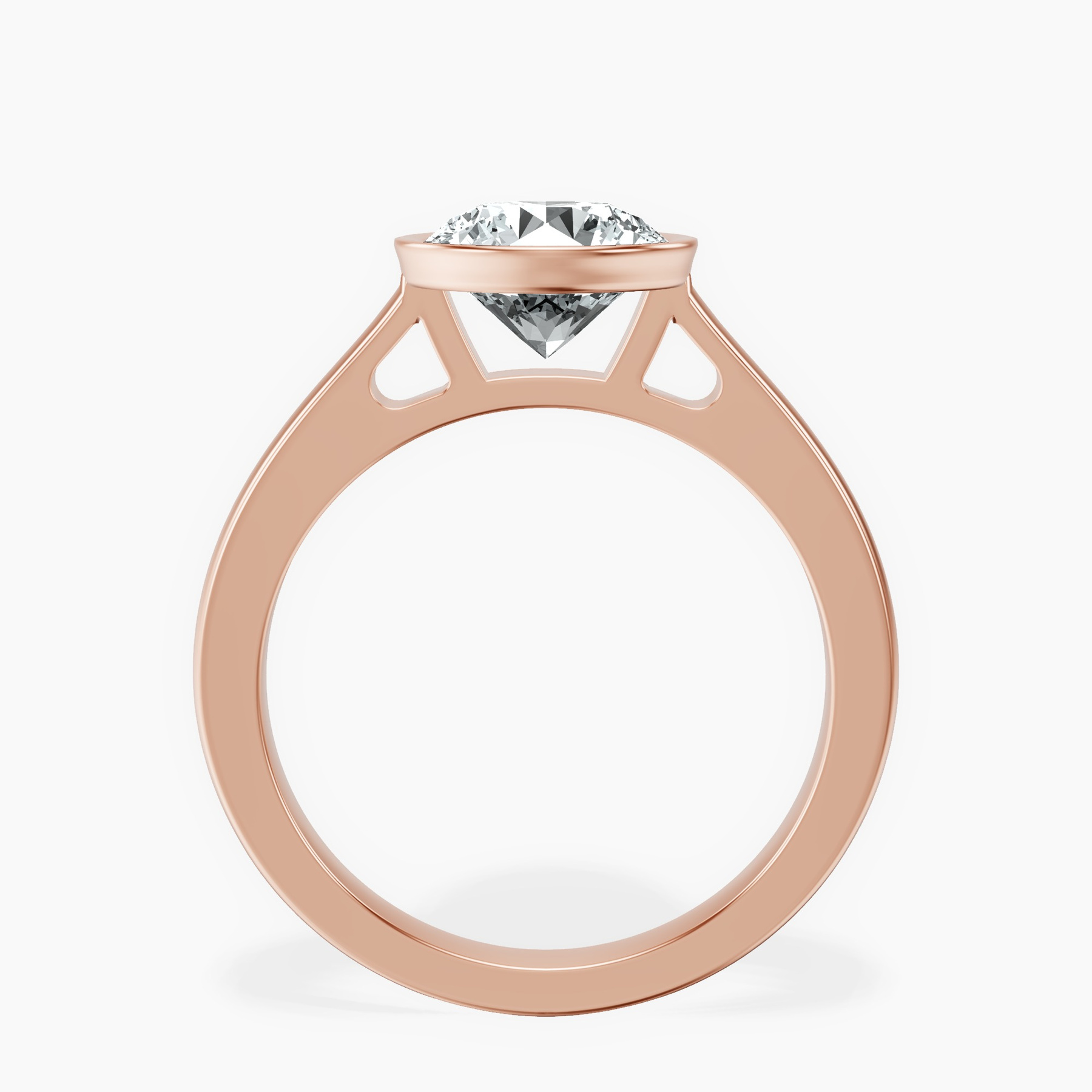 10kt Rose Gold Bezel Set Solitaire Lab Diamond Ring side right image one
