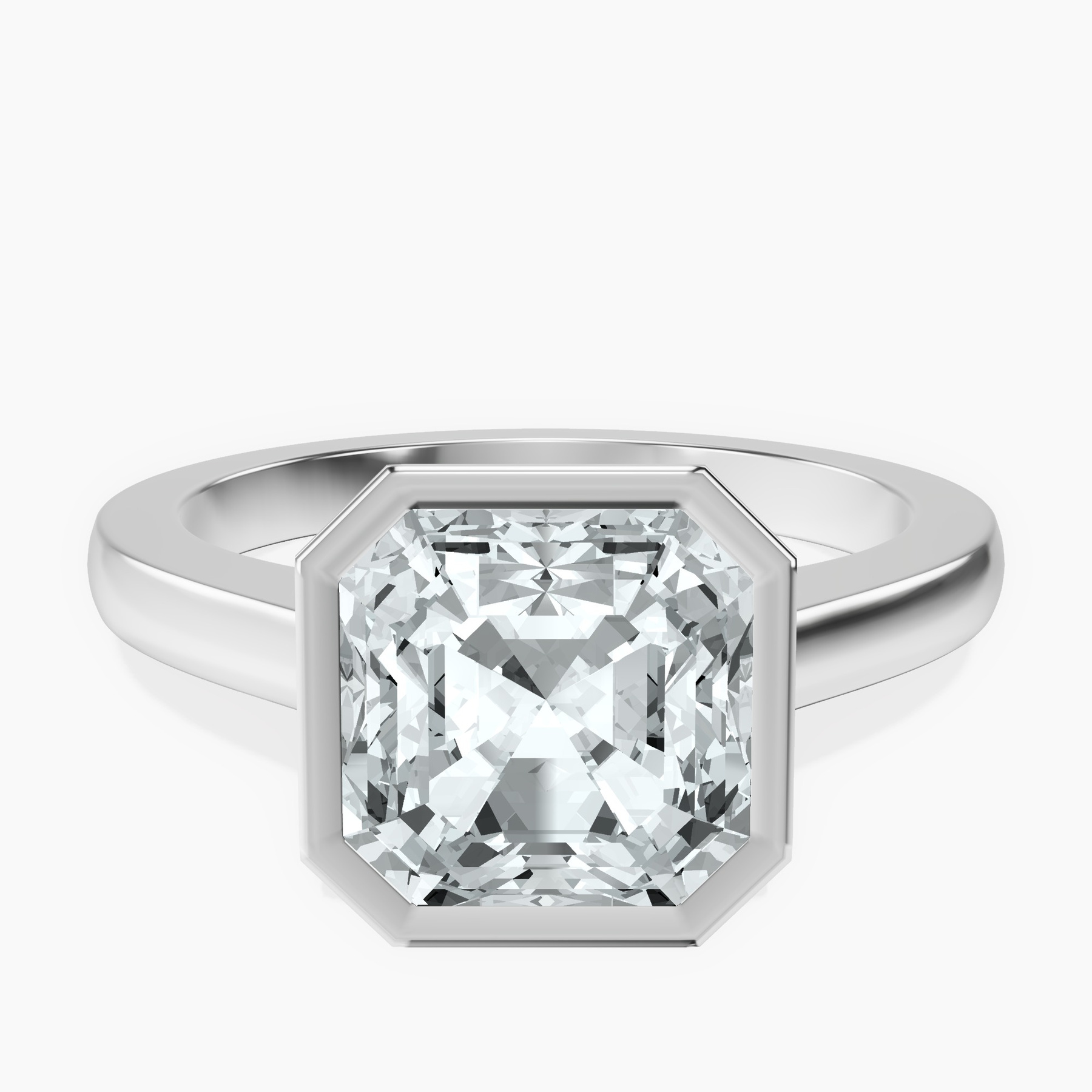 18kt White Gold Bezel Set Solitaire Lab Diamond Ring front image