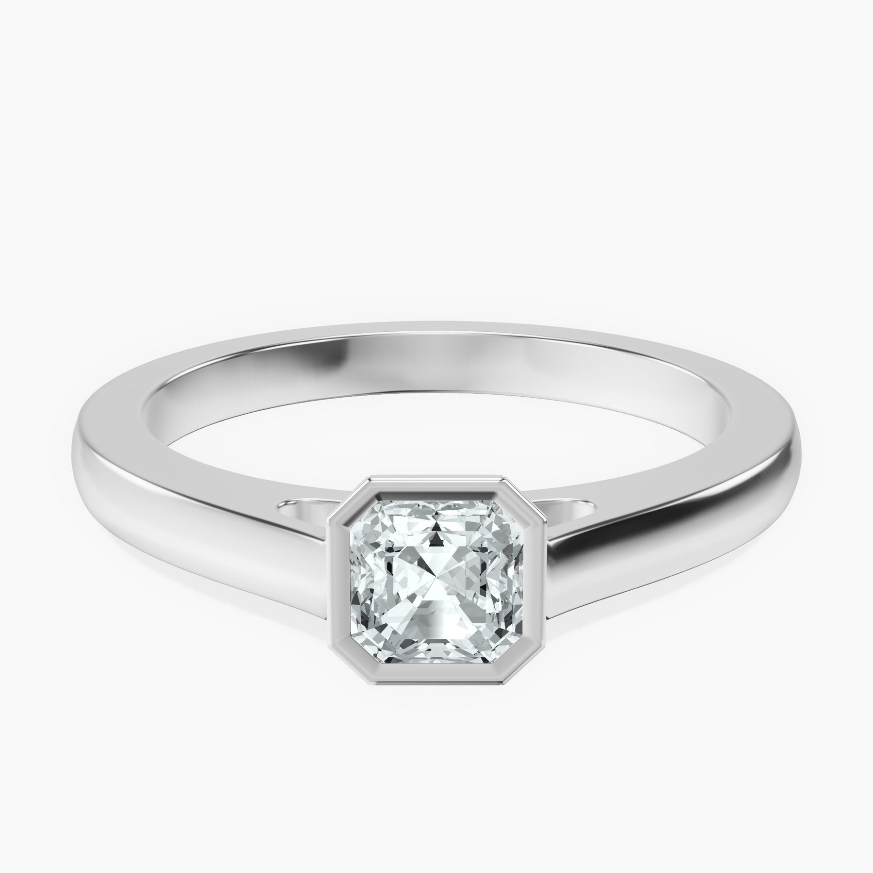 14kt White Gold Bezel Set Solitaire Lab Diamond Ring front image
