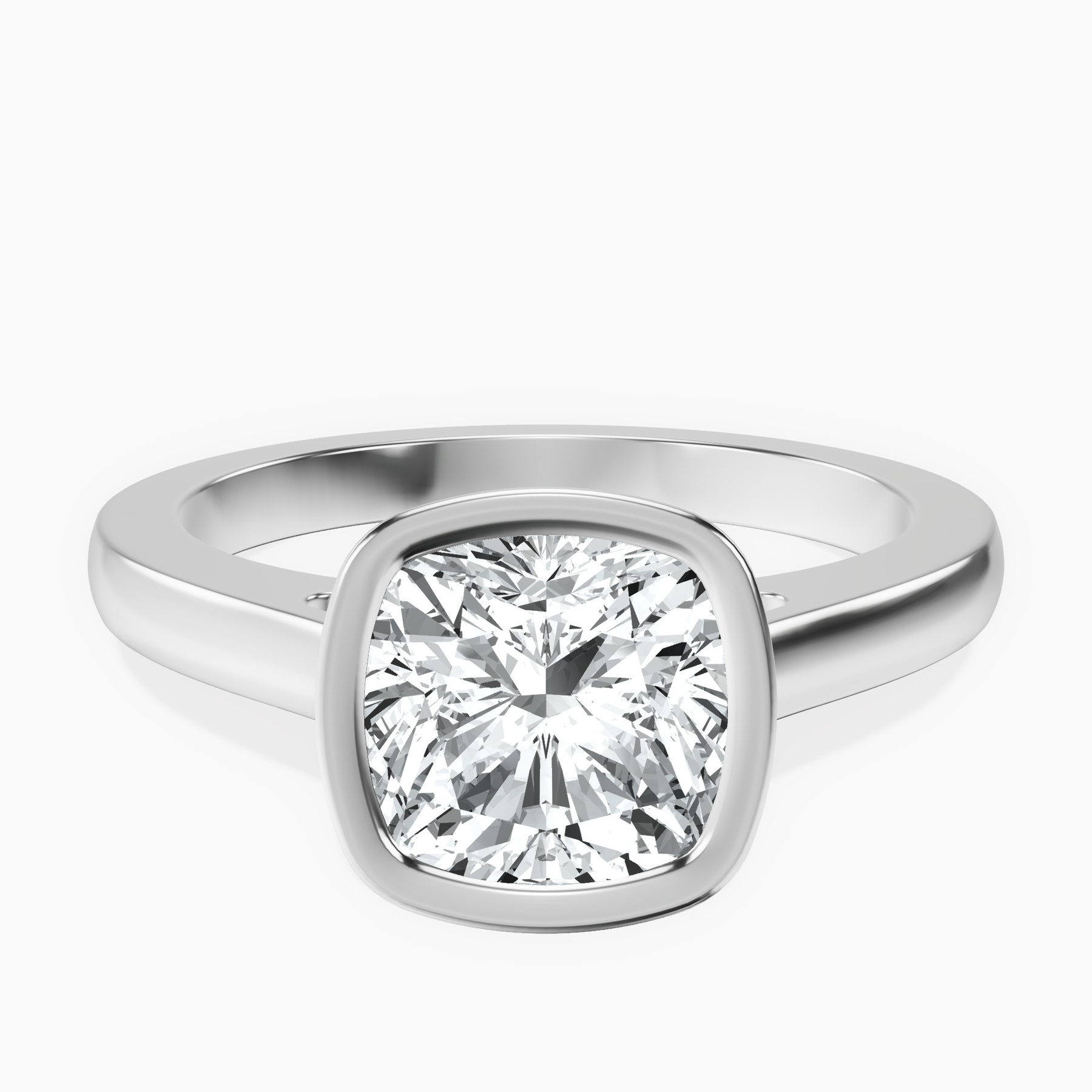 18kt White Gold Bezel Set Solitaire Lab Diamond Ring front image