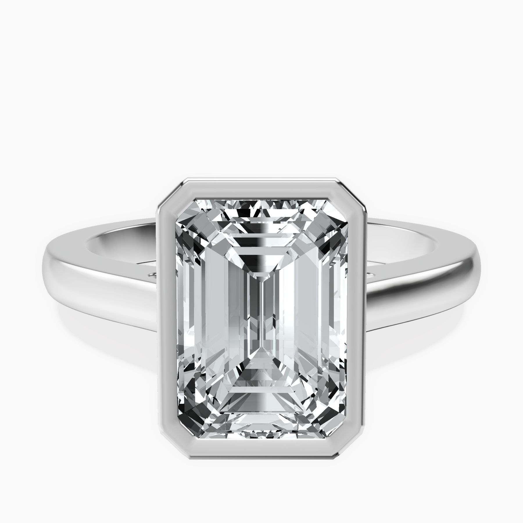 18kt White Gold Bezel Set Solitaire Lab Diamond Ring front image