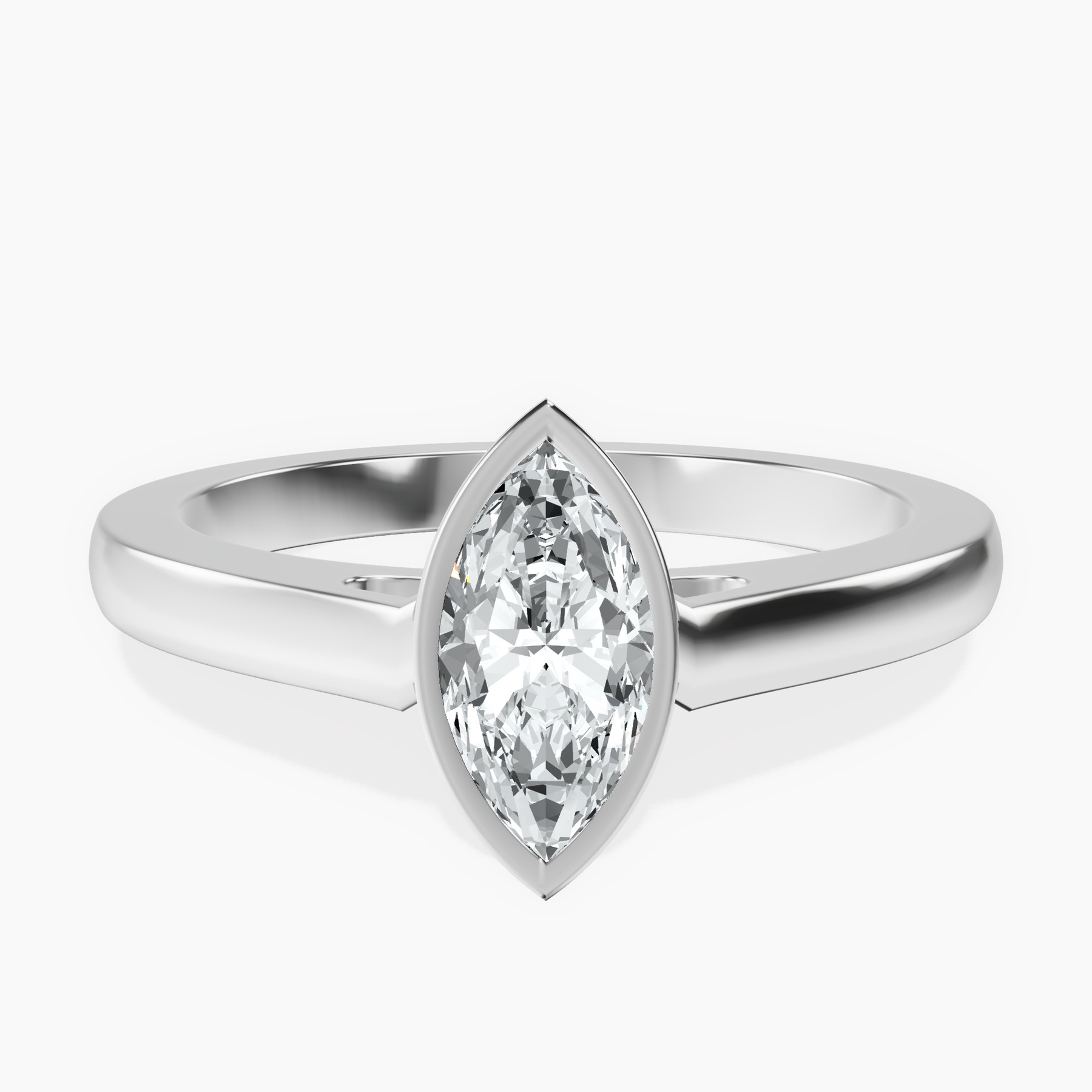 14kt White Gold Bezel Set Solitaire Lab Diamond Ring front image