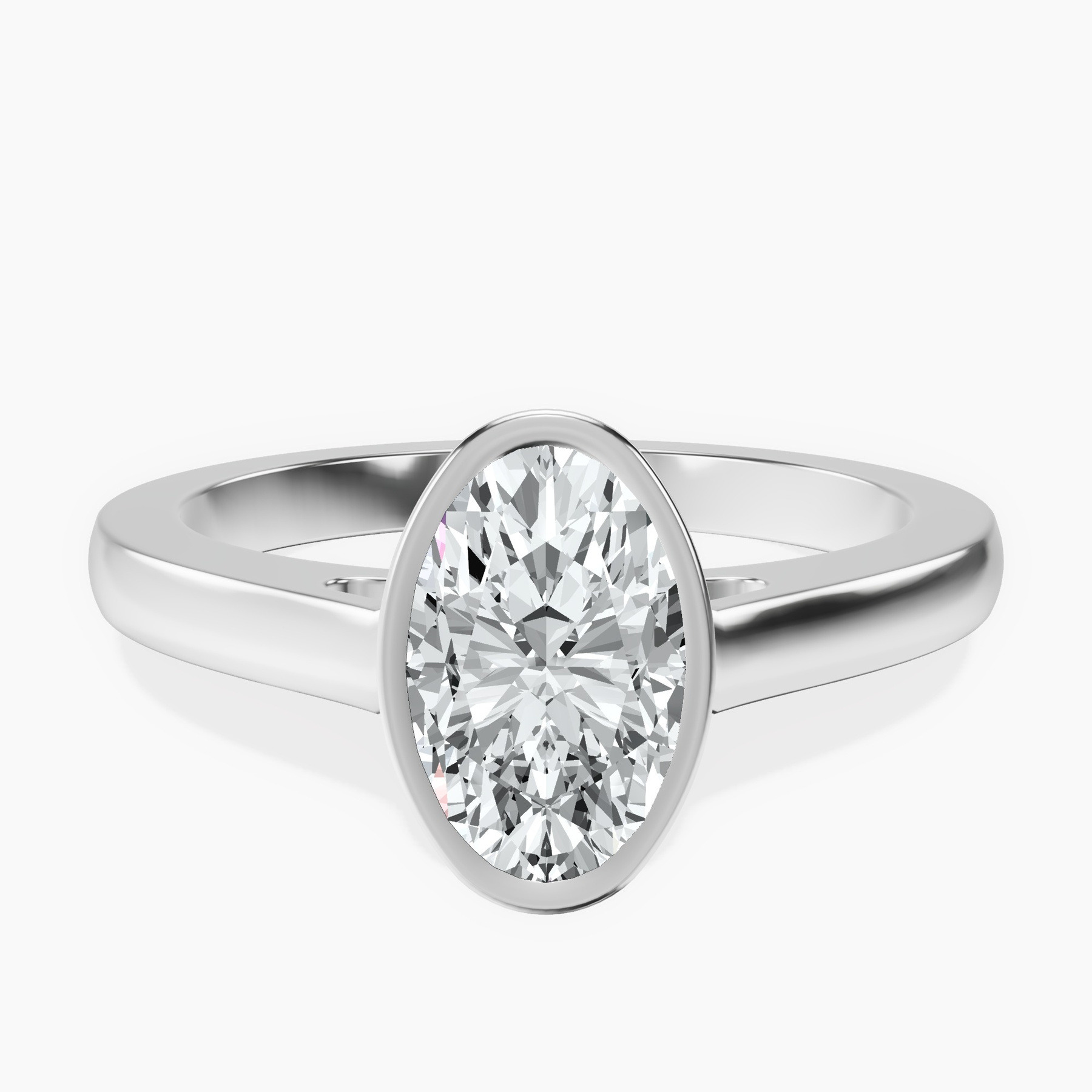 1.80 ct. oval Bezel Solitaire Ring in platinum rtr top