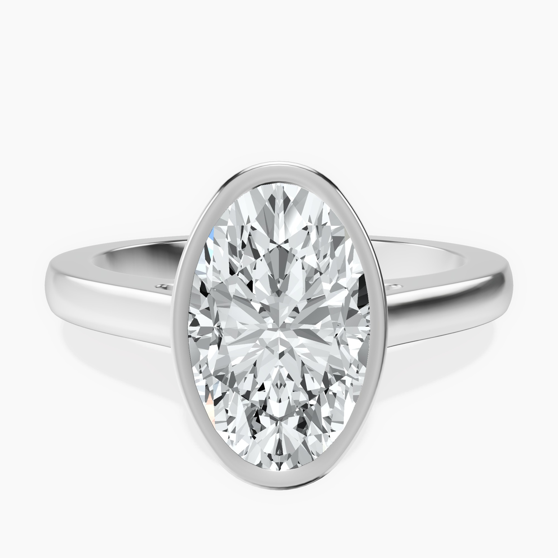 14kt White Gold Bezel Set Solitaire Lab Diamond Ring front image