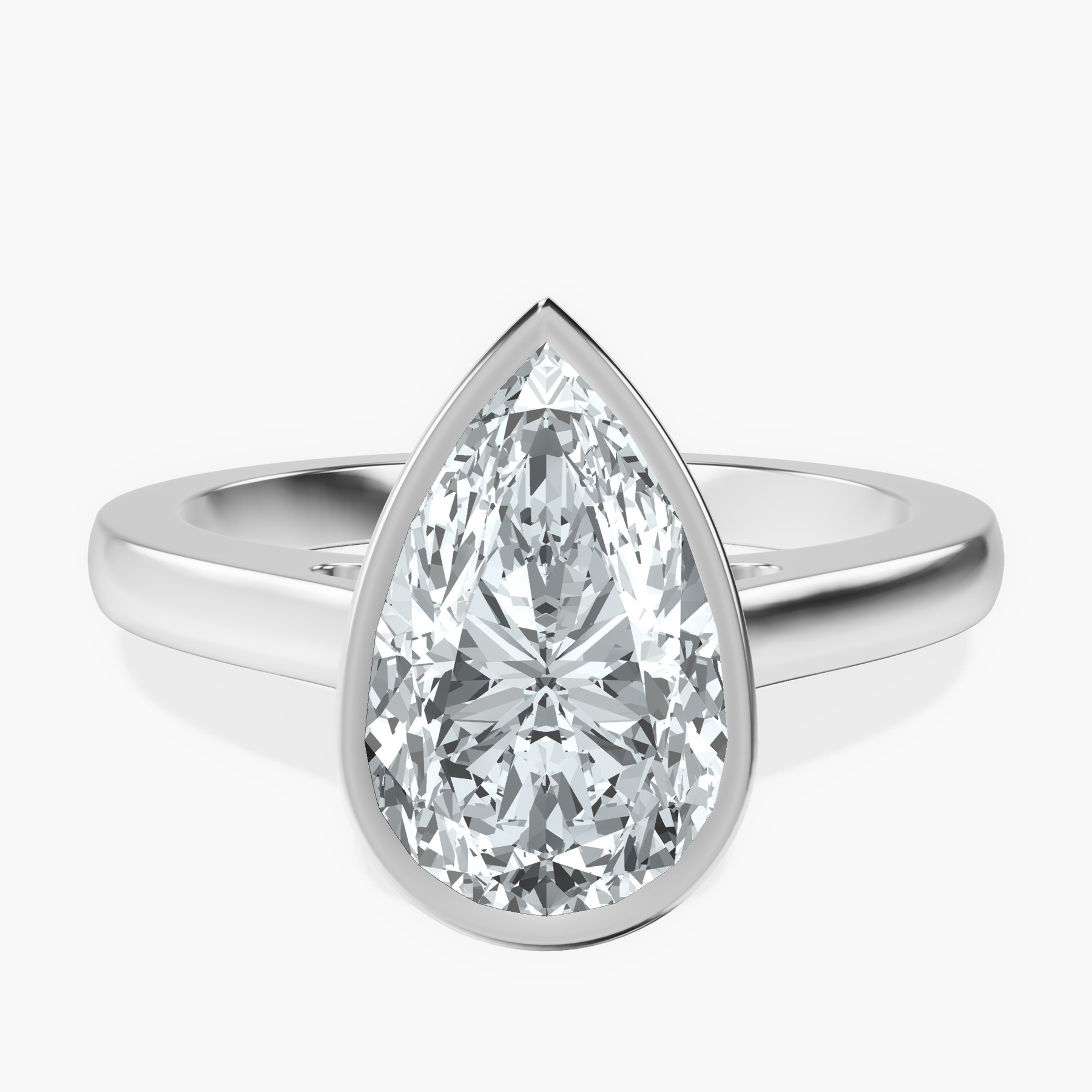 2.81 ct. pear Bezel Solitaire Ring in platinum rtr top