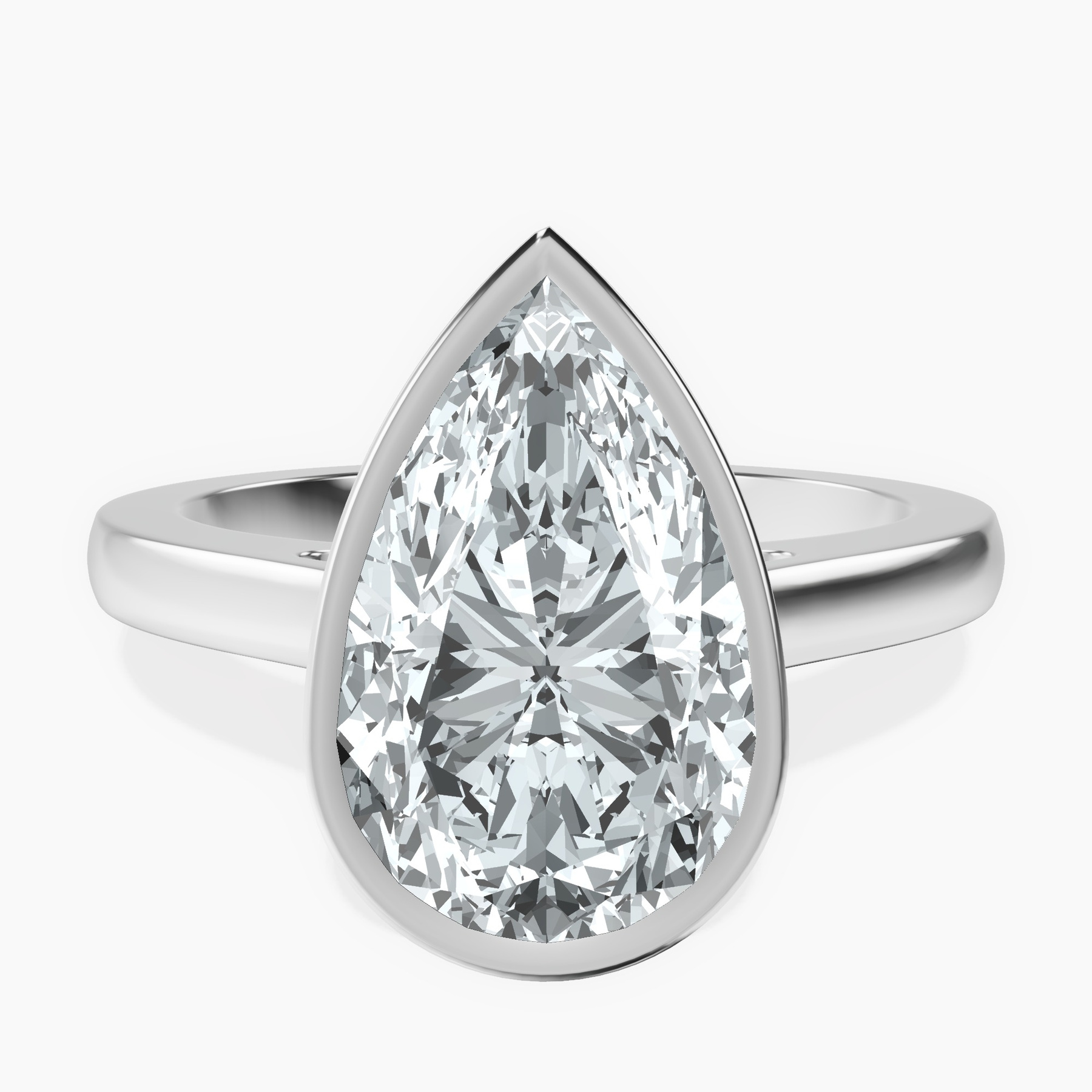 18kt White Gold Bezel Set Solitaire Lab Diamond Ring front image