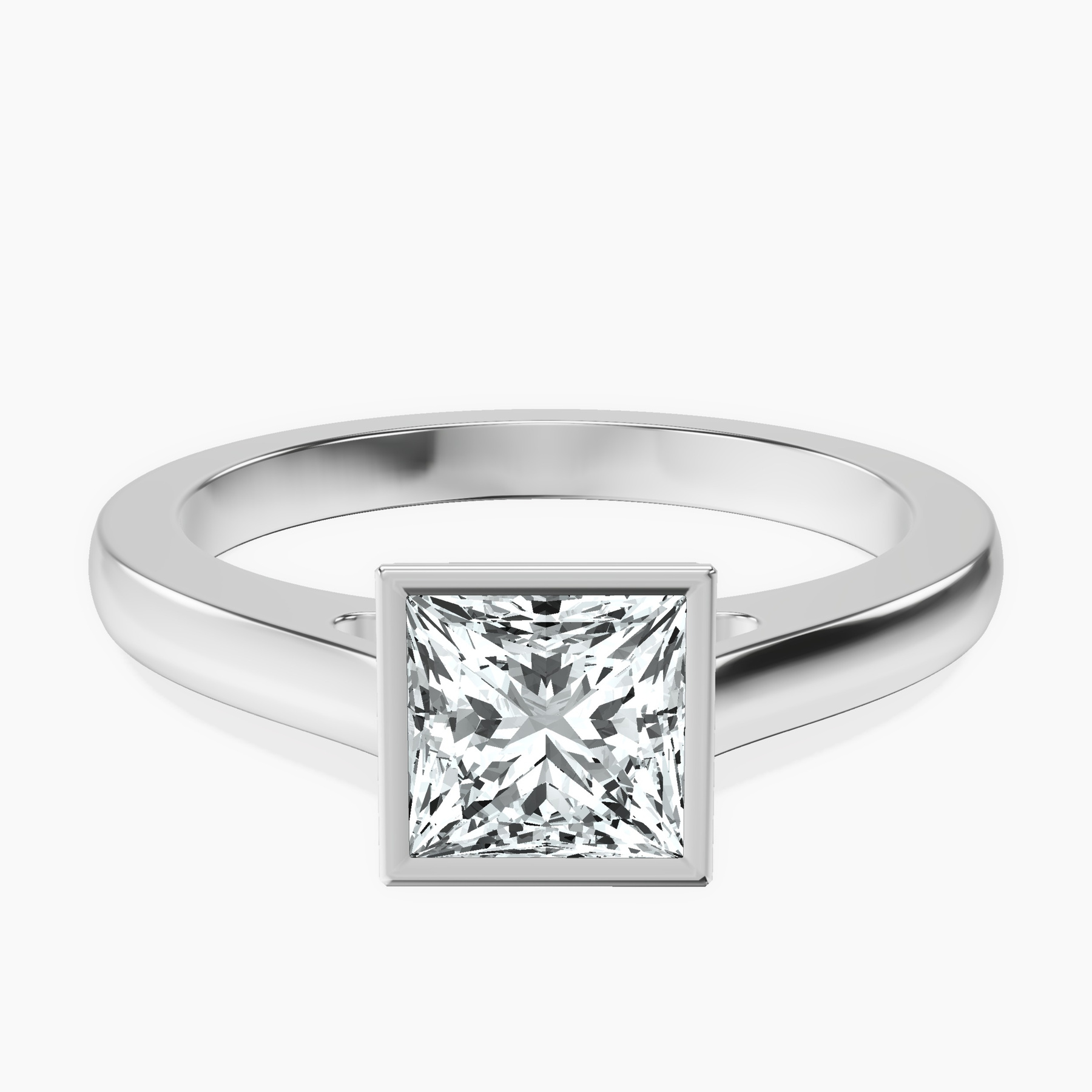 18kt White Gold Bezel Set Solitaire Lab Diamond Ring front image