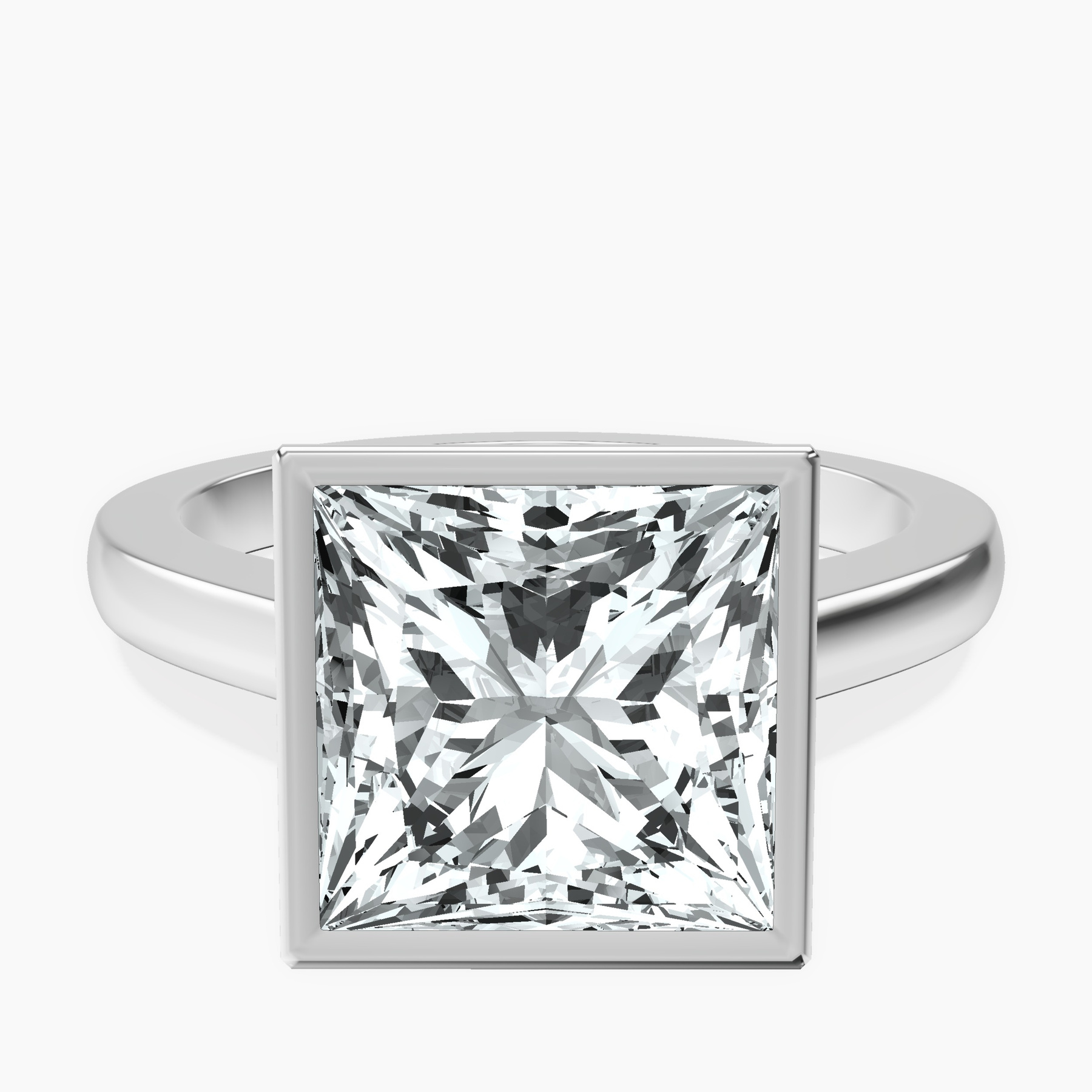 18kt White Gold Bezel Set Solitaire Lab Diamond Ring front image