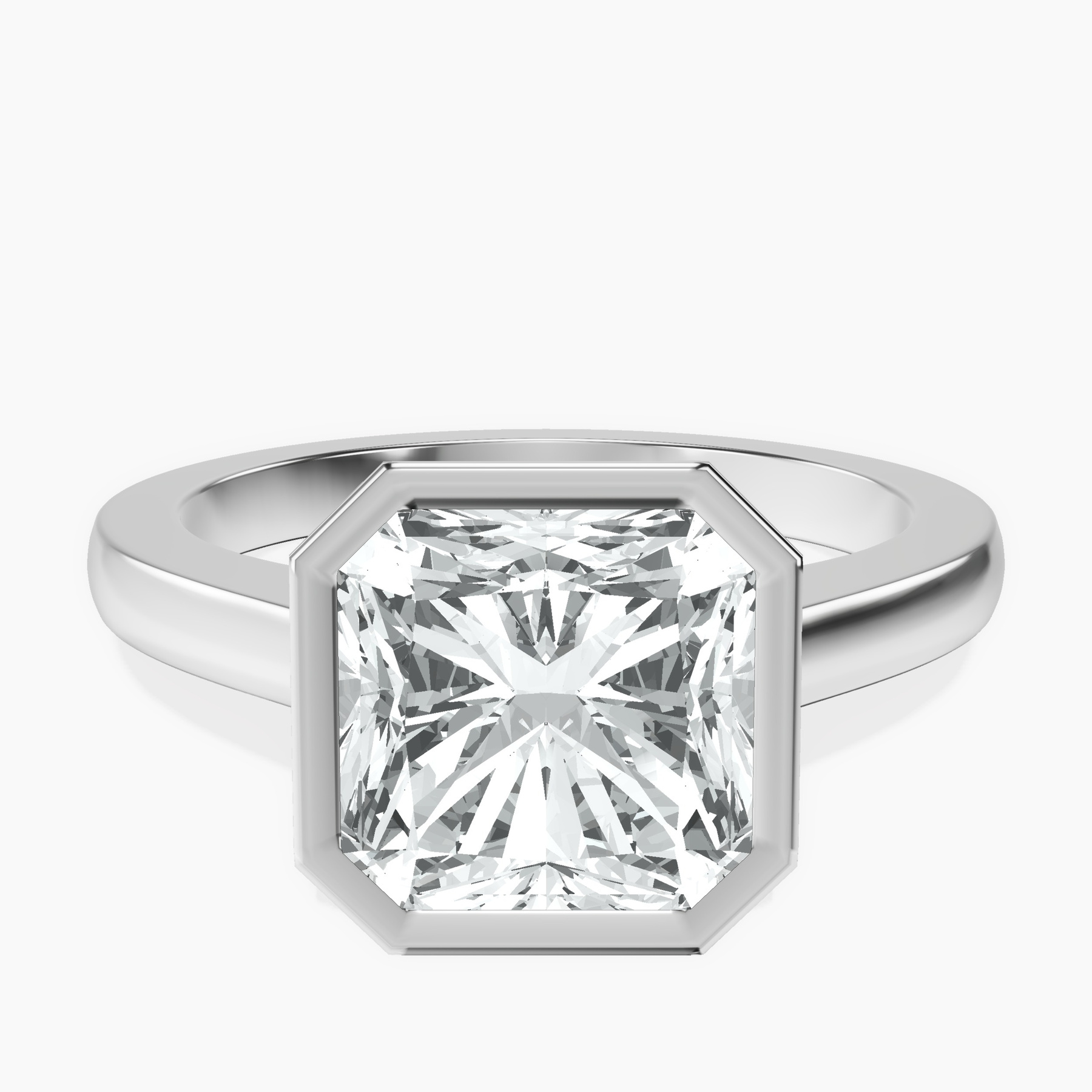 14kt White Gold Bezel Set Solitaire Lab Diamond Ring front image