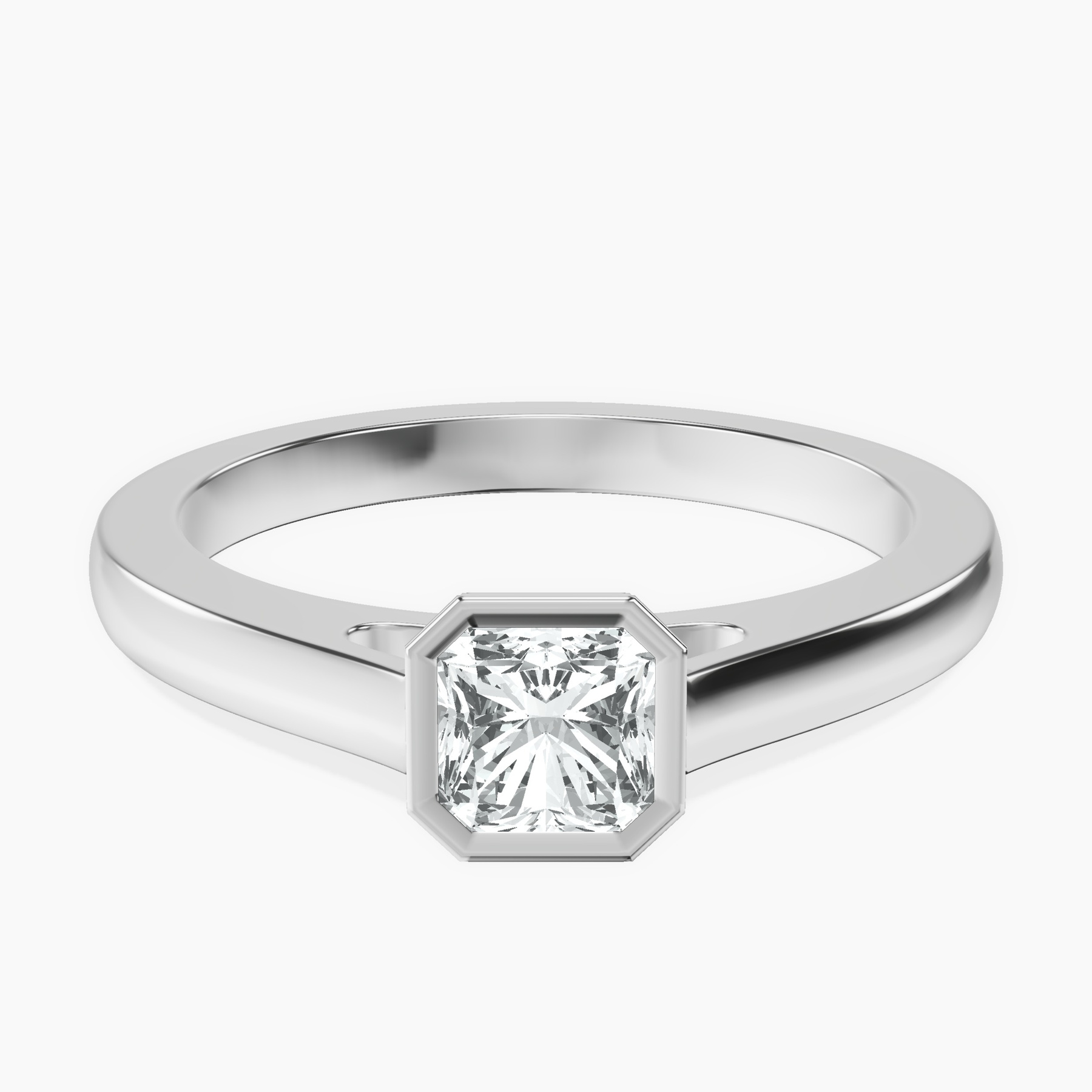 14kt White Gold Bezel Set Solitaire Lab Diamond Ring front image