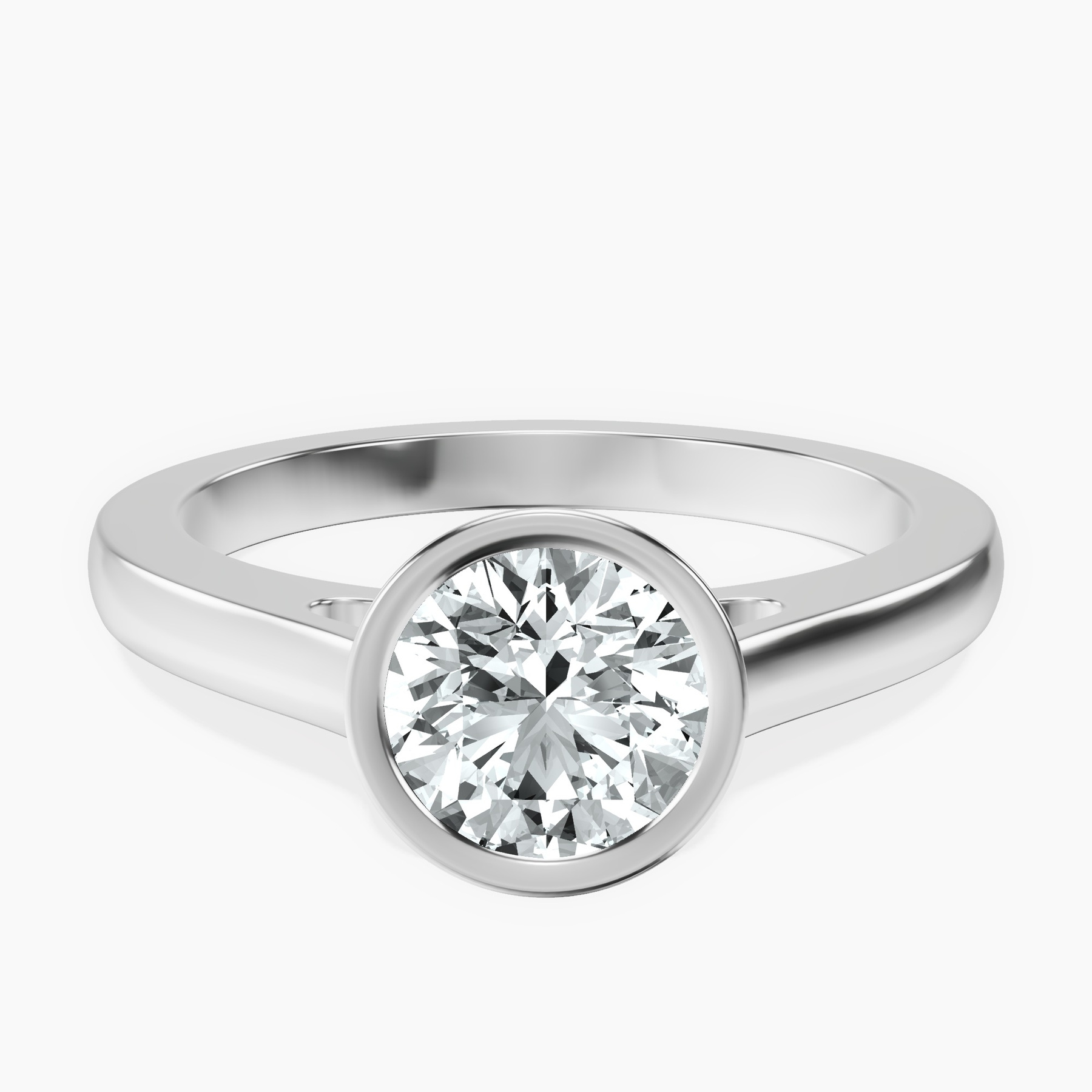 14kt White Gold Bezel Set Solitaire Lab Diamond Ring front image