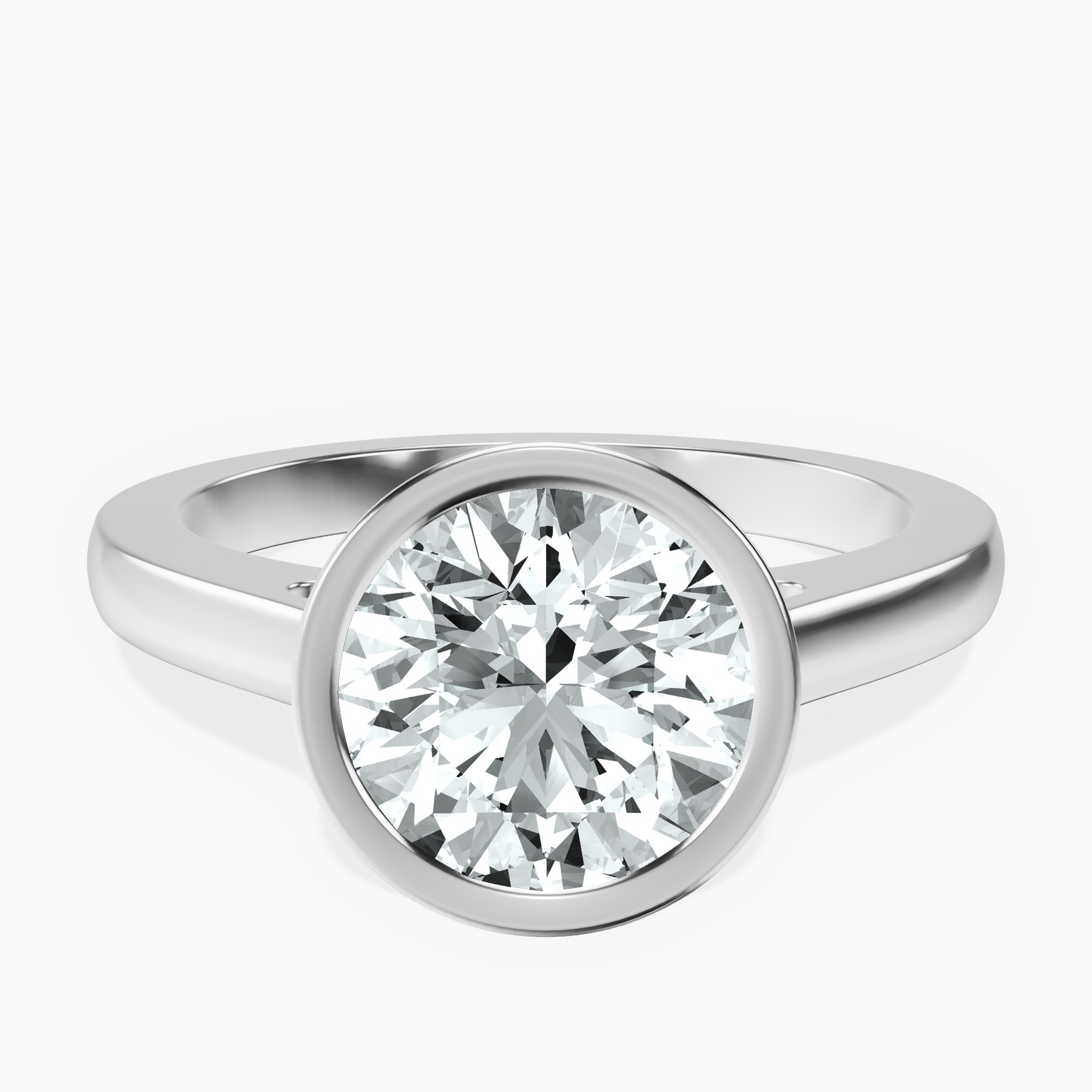 2.82 ct. round Bezel Solitaire Ring in 18kt white gold rtr top