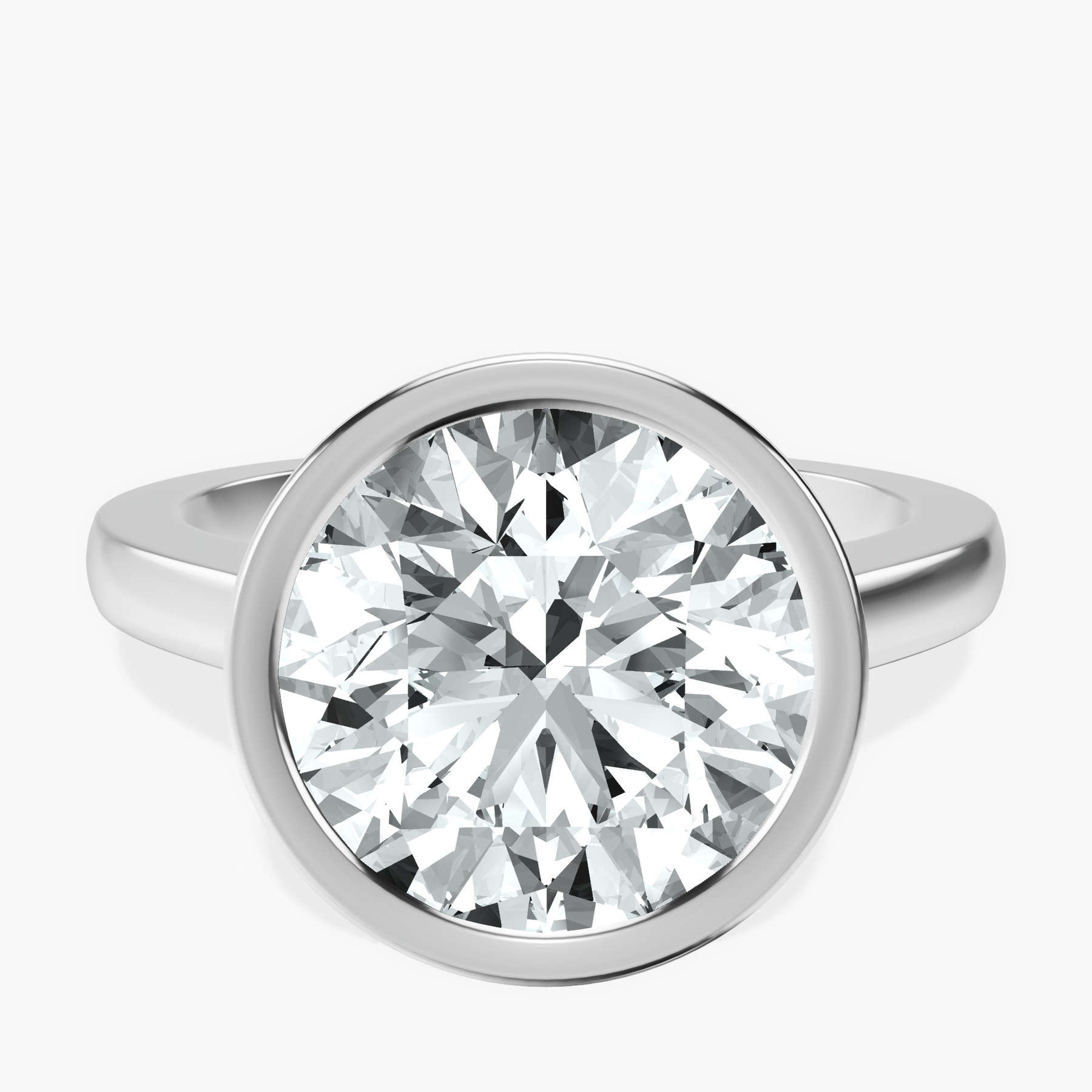 14kt White Gold Bezel Set Solitaire Lab Diamond Ring front image