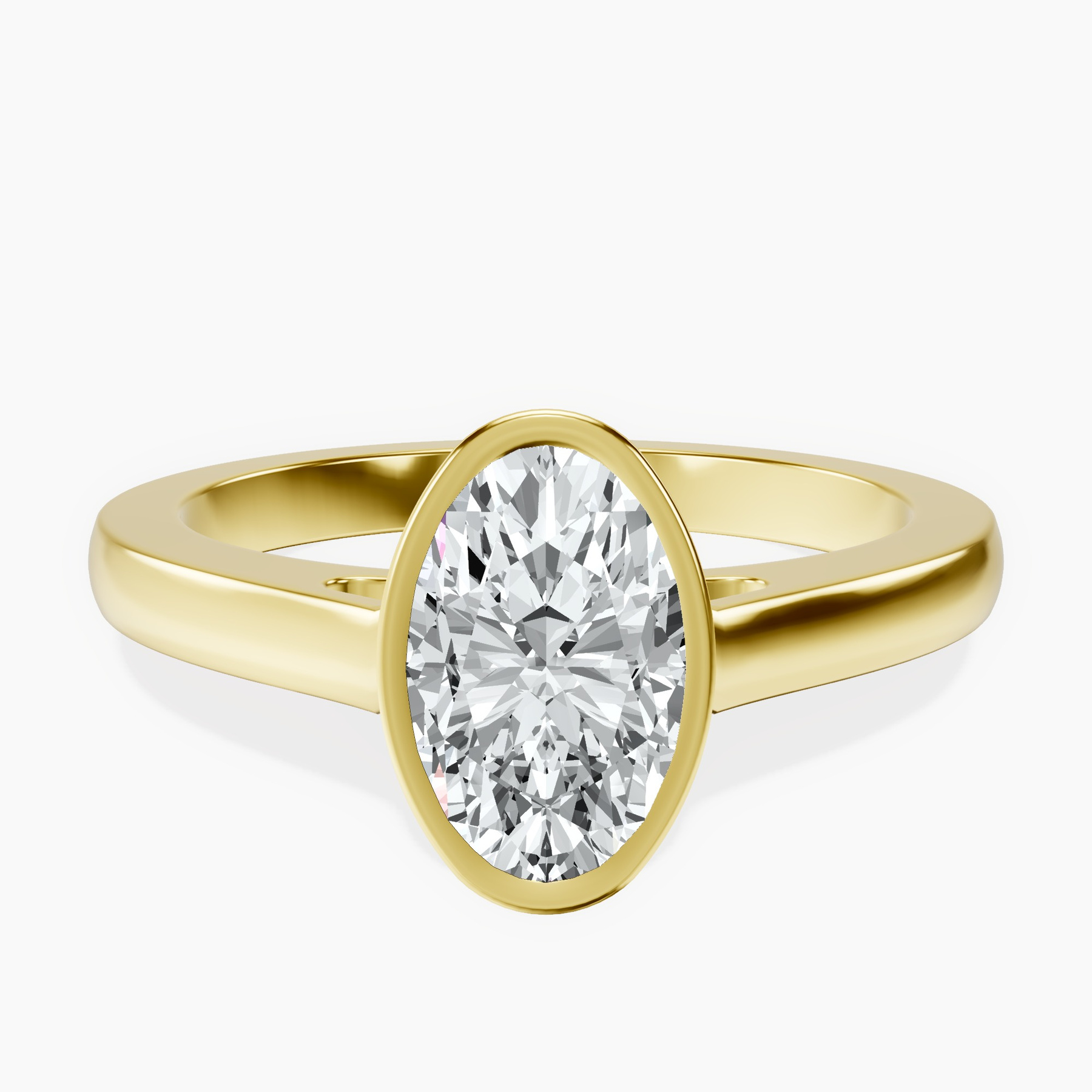 1.52 ct. oval Bezel Solitaire Ring in 14kt yellow gold rtr top