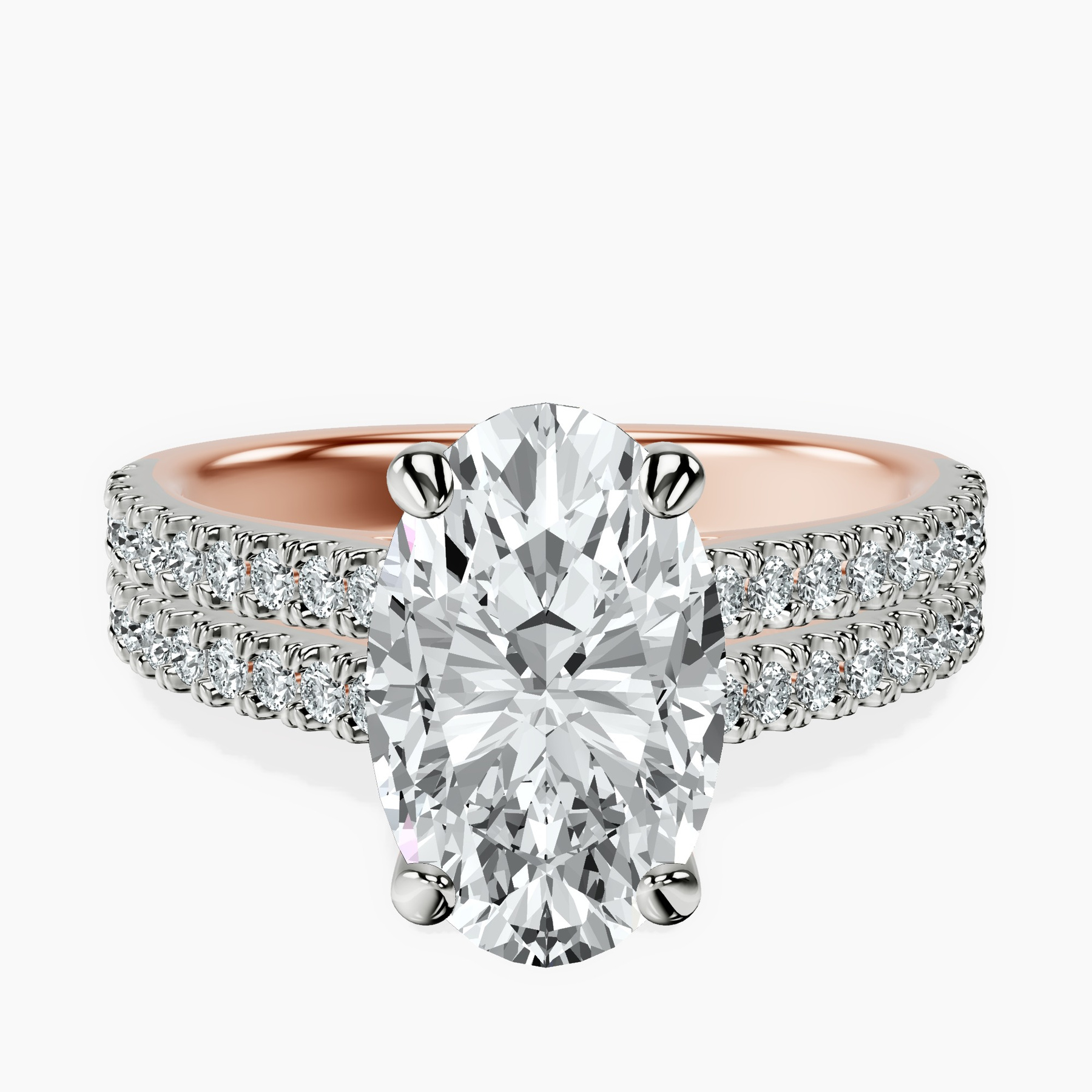 2.99 ct. oval Tosca Secret Halo Ring in 10kt rose gold rtr top