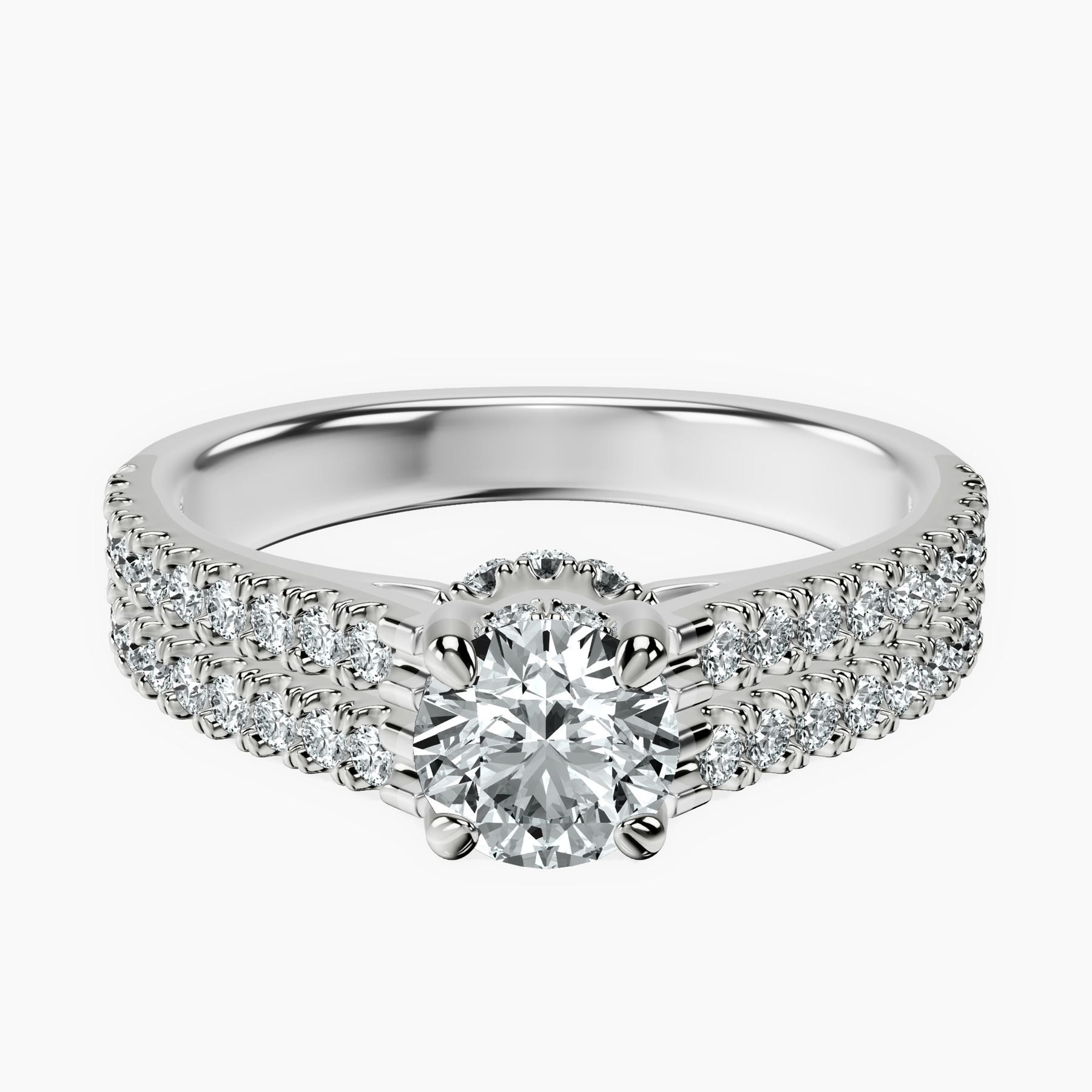 14kt White Gold Tosca Secret Halo Double Band Lab Diamond Ring front image