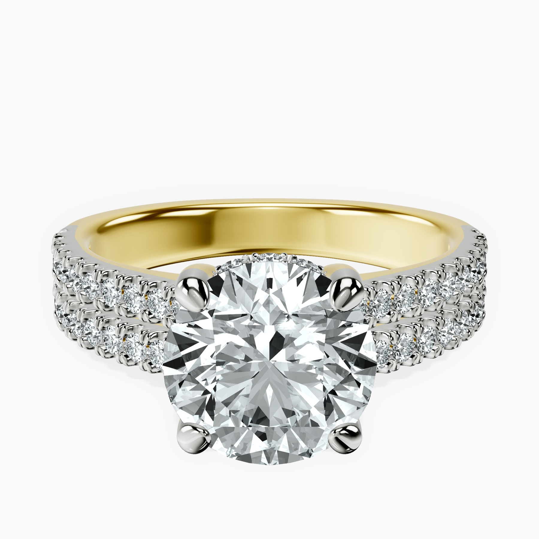 2.82 ct. round Tosca Secret Halo Ring in 10kt yellow gold rtr top