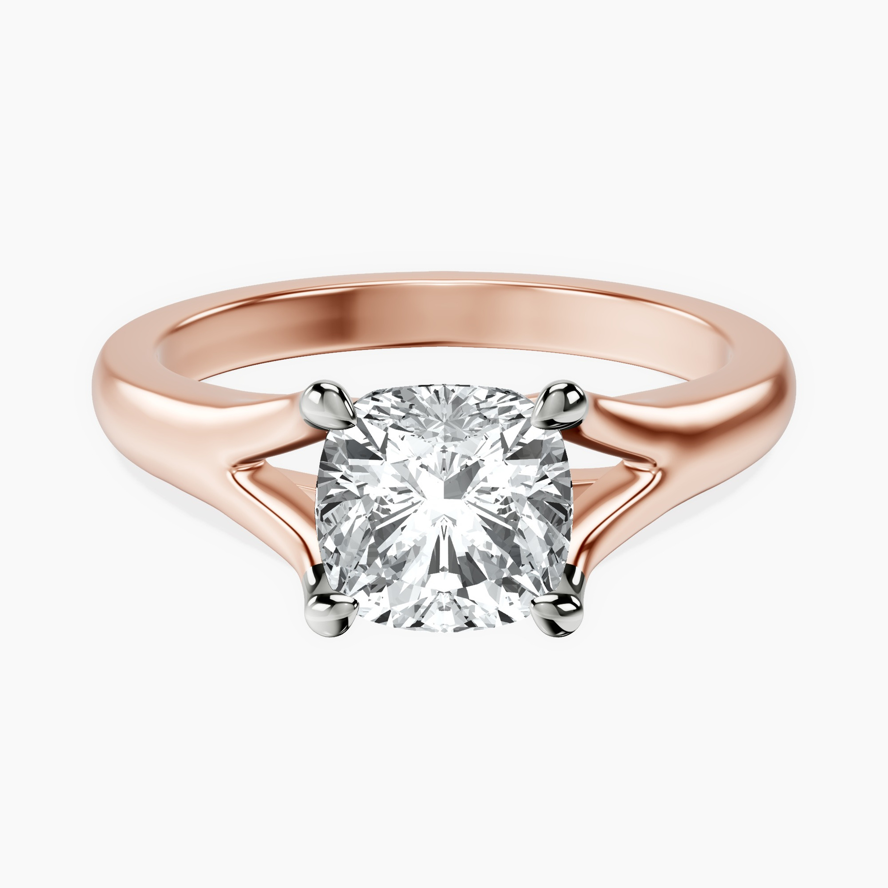 1.49 ct. cushion Cathedral Solitaire Ring in 18kt rose gold rtr top