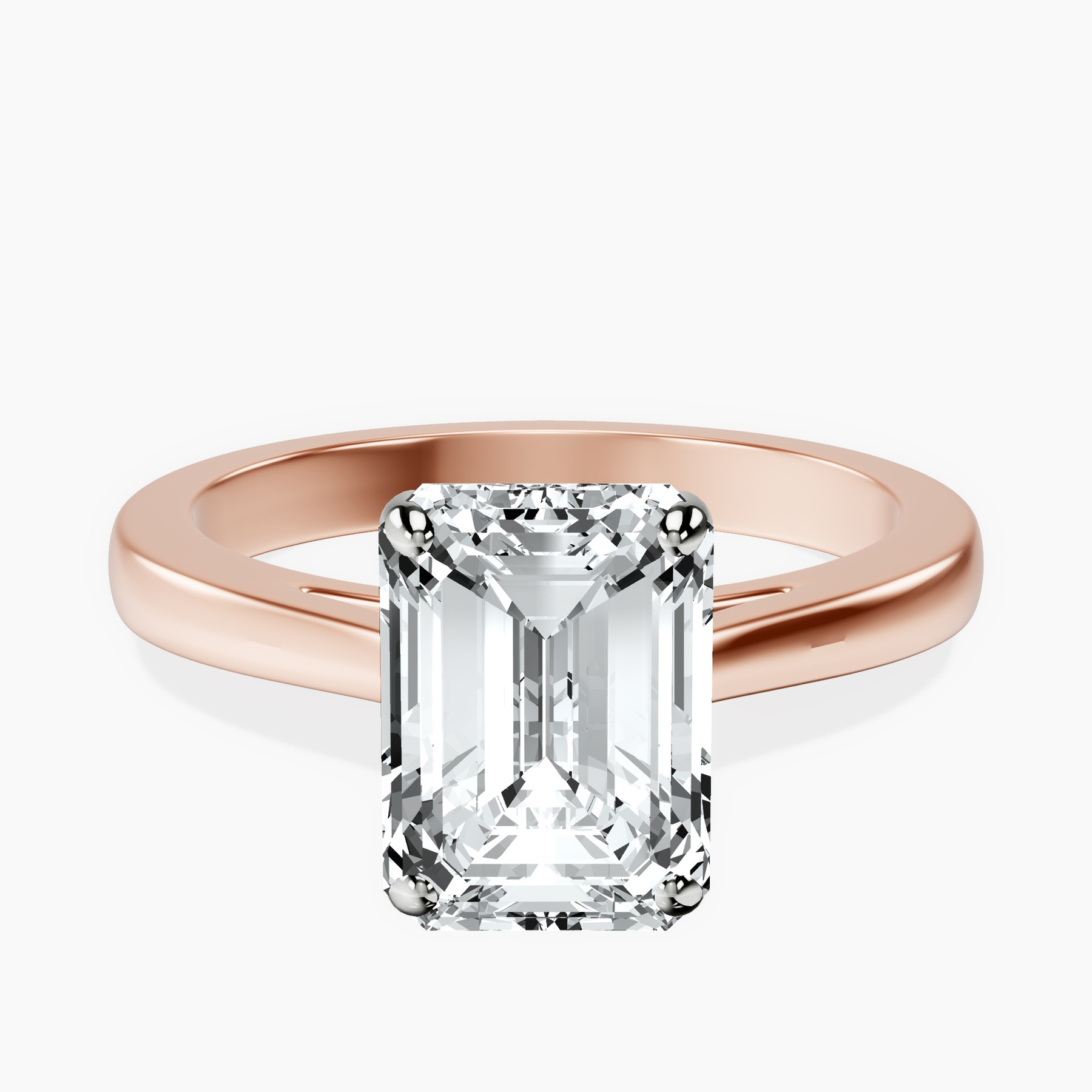 2.93 ct. emerald Teagan Solitaire Ring in 10kt rose gold rtr top