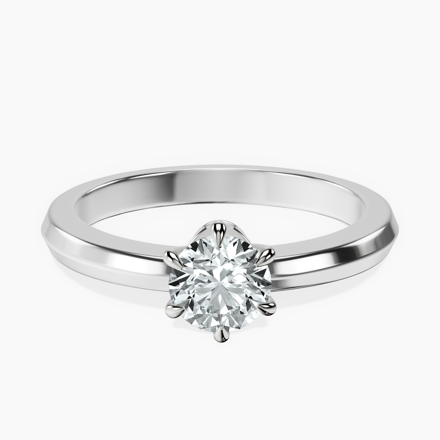 18kt White Gold Eva Six Prong Knife Edge Lab Diamond Ring front image