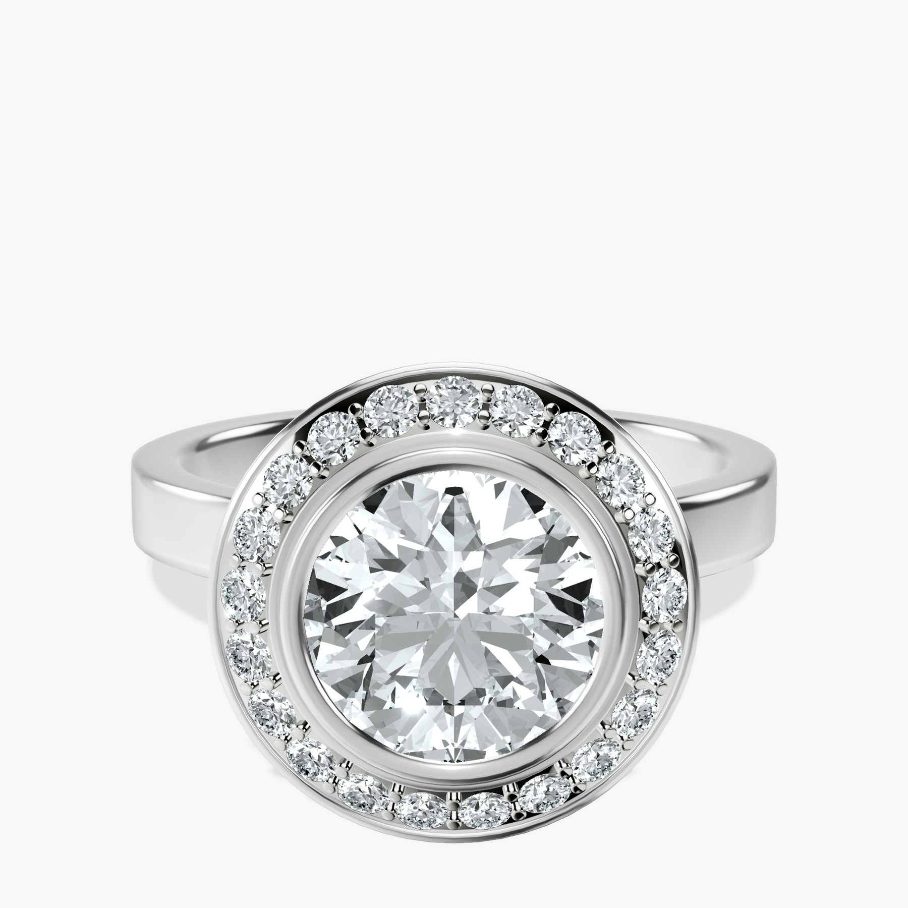 2.82 ct. round Upturned Dome Halo Ring in 18kt white gold rtr top