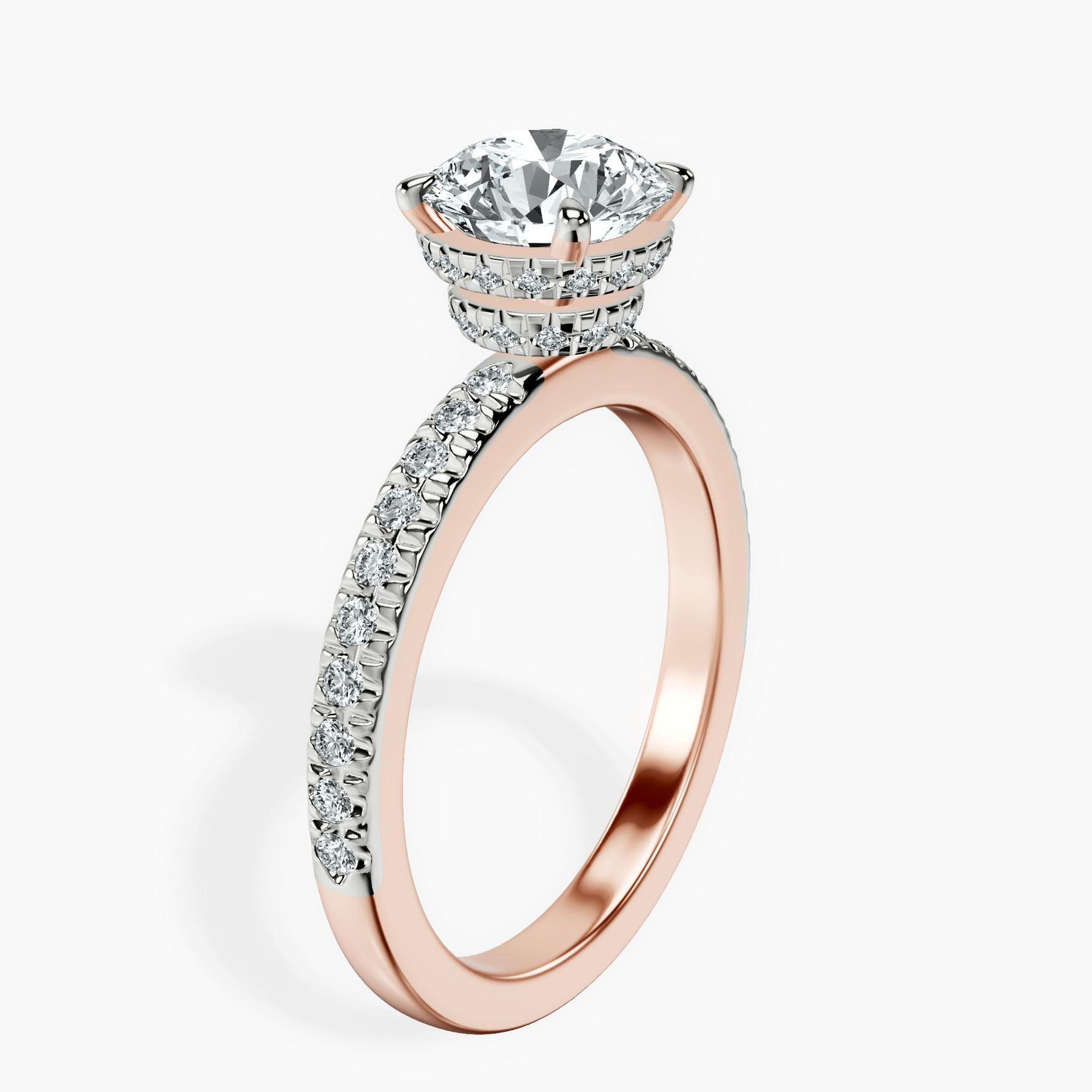 10kt Rose Gold Jia Secret Double Halo Eternity Lab Diamond Ring standing product image one